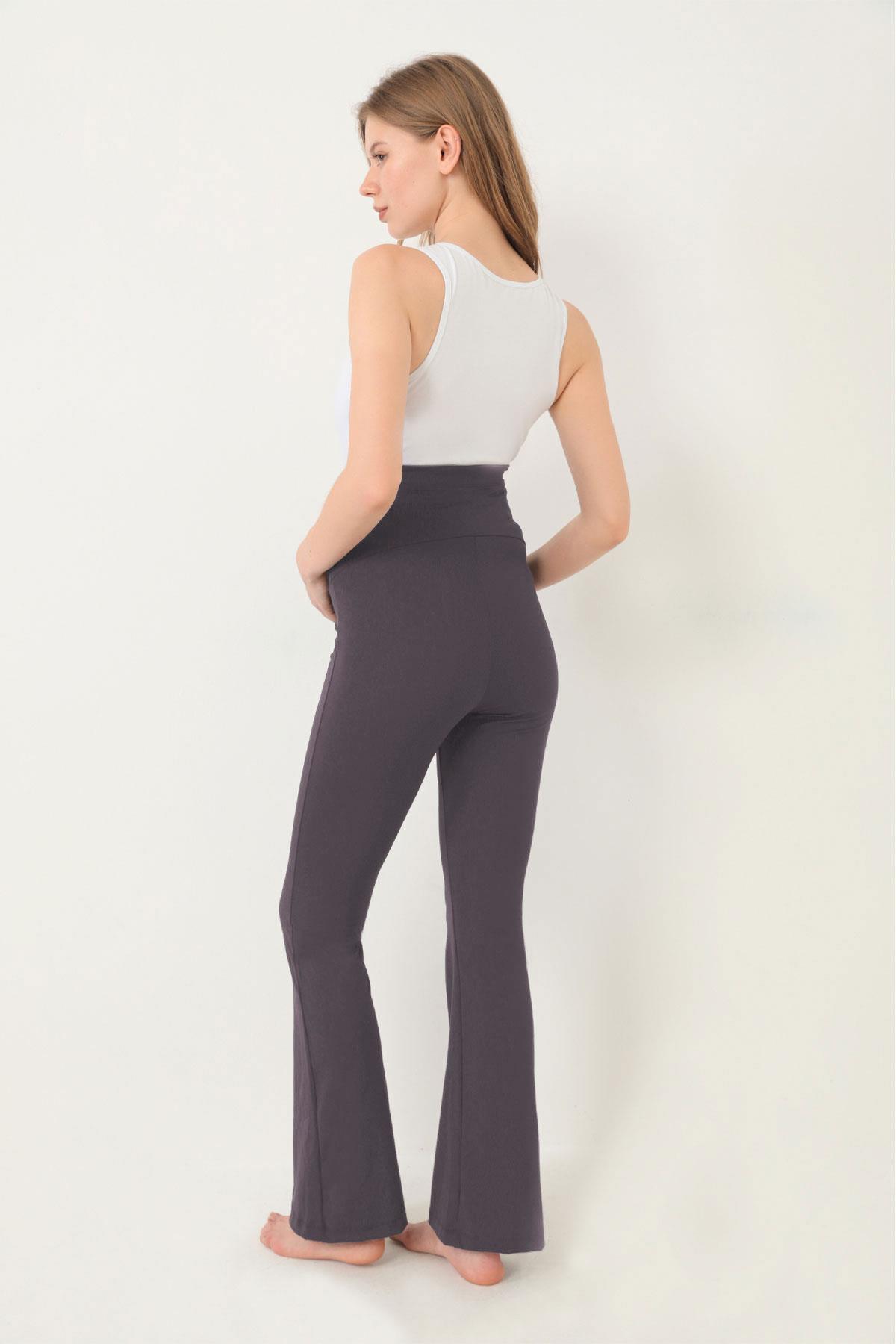 Füme Yüksek Bel Hamile İspanyol Paça Kadın Tayt