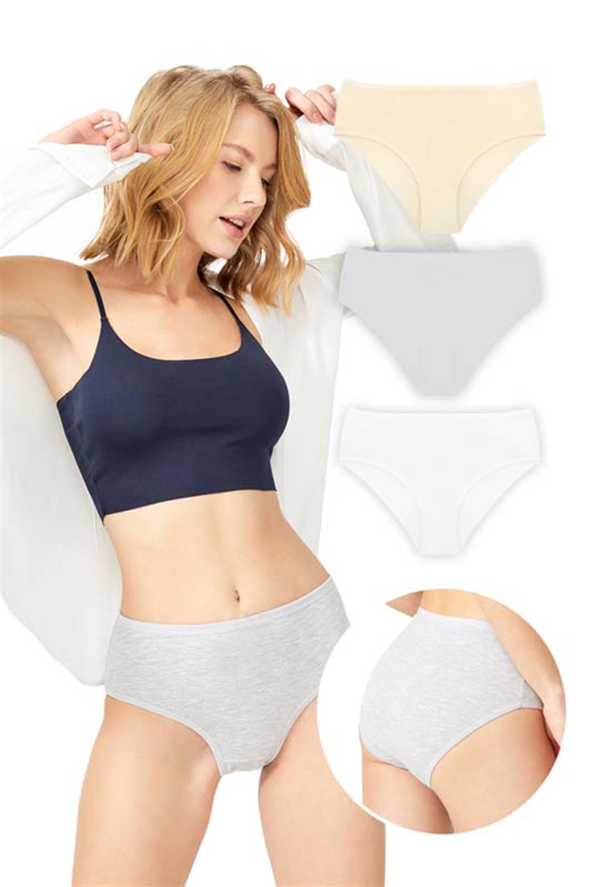 Basic Klasik Pamuklu Geniş Kenarlı Bato Külot 3lü Paket -3