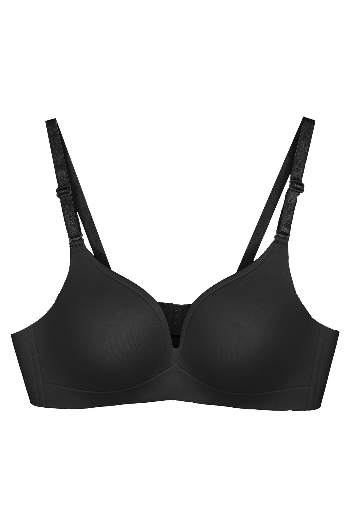 Siyah Dikişsiz Lazer Kesim Sütyen Ayarlanabilir Askılı Kadın Hayalet Sütyen Agraflı