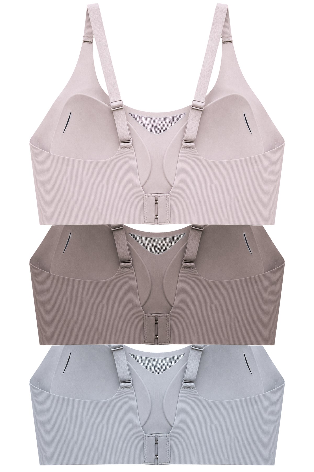 Seamless Bra - Avena | Lazer Kesim Balensiz Çizgi Dokulu Tül Detaylı Kadın Sütyen 3lü Paket