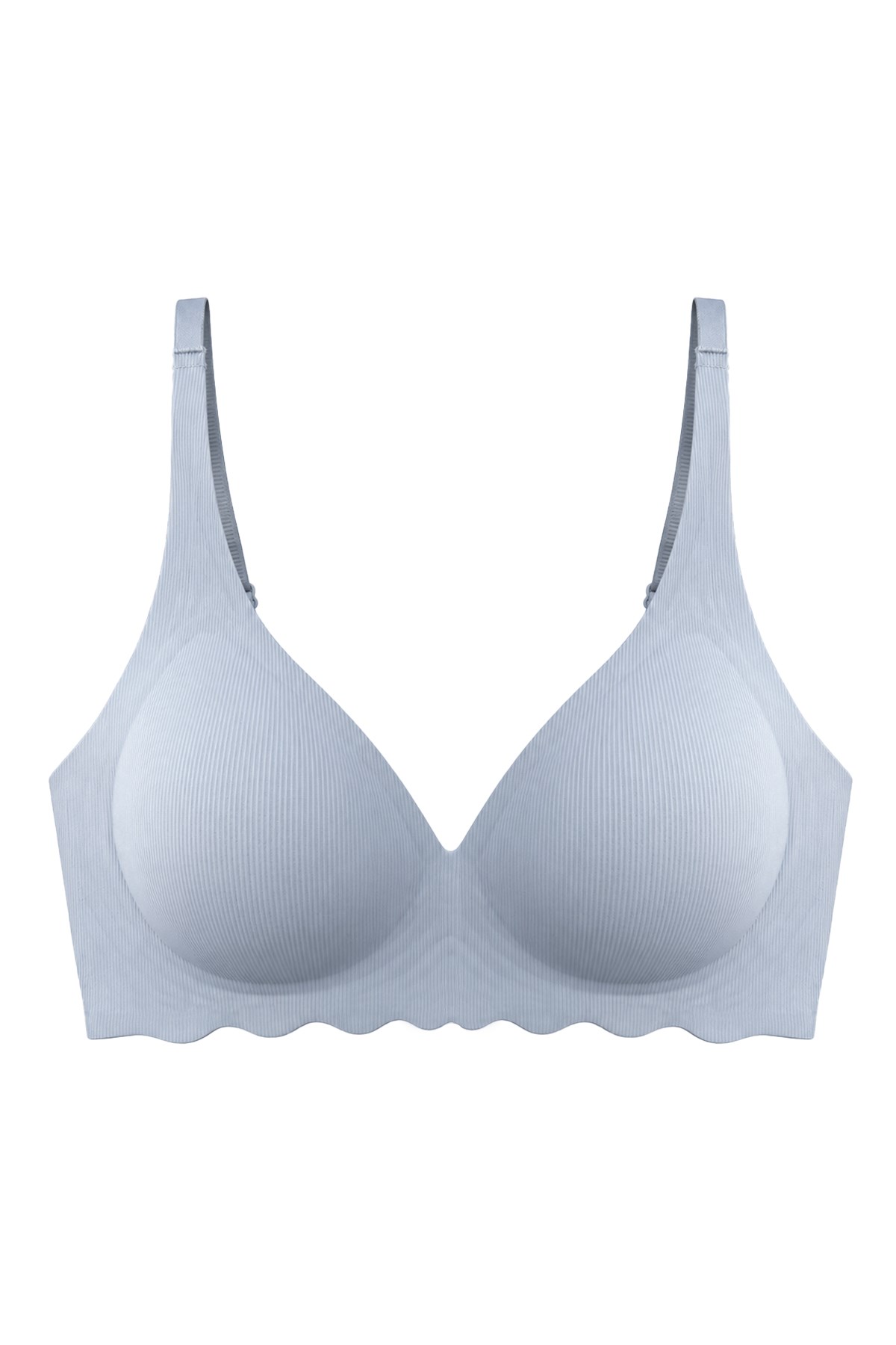 Seamless Bra - Lumera | Gri Lazer Kesim Balensiz Rib Dokulu Dalgalı Kenar Dikişsiz Kadın Sütyen