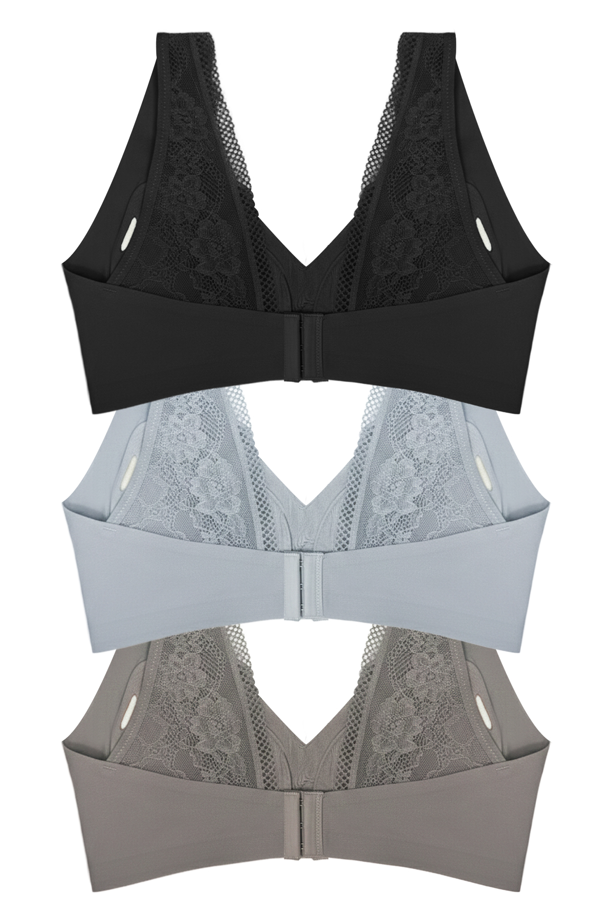 Seamless Bra - Lace | Lazer Kesim Dikişsiz Dantel Detaylı Balensiz Kadın Sütyen 3lü Paket-2