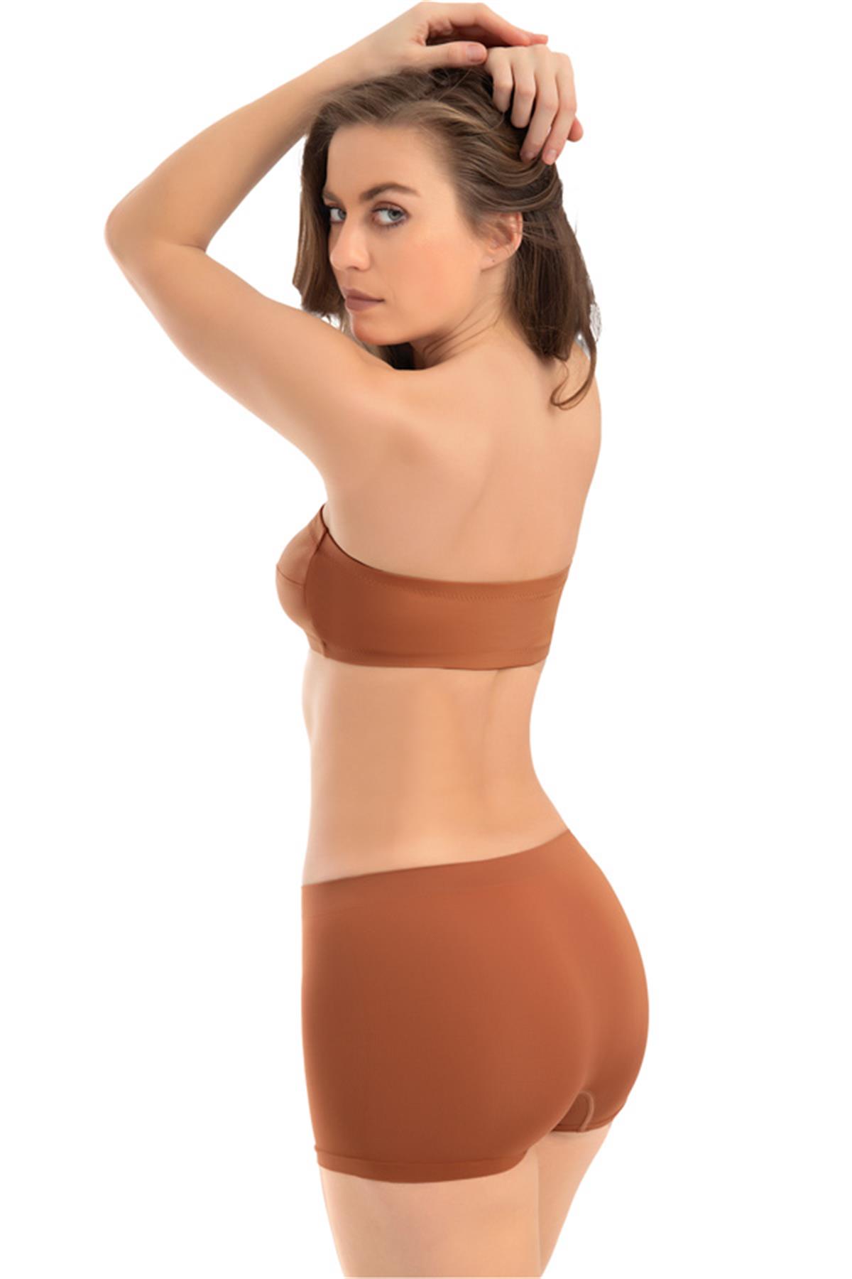 Cottonhill Premium - Kadın Kahverengi Ultra-Rahat Seamless Boxer