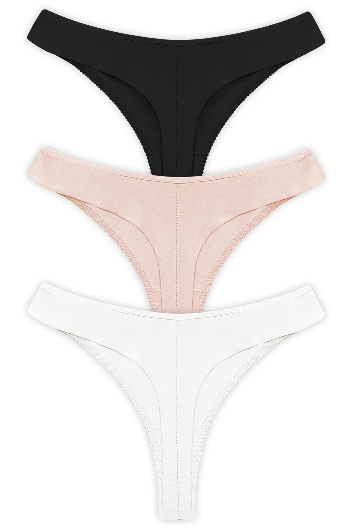 Basic Pamuklu Kadın Tanga 3lü Paket Külot