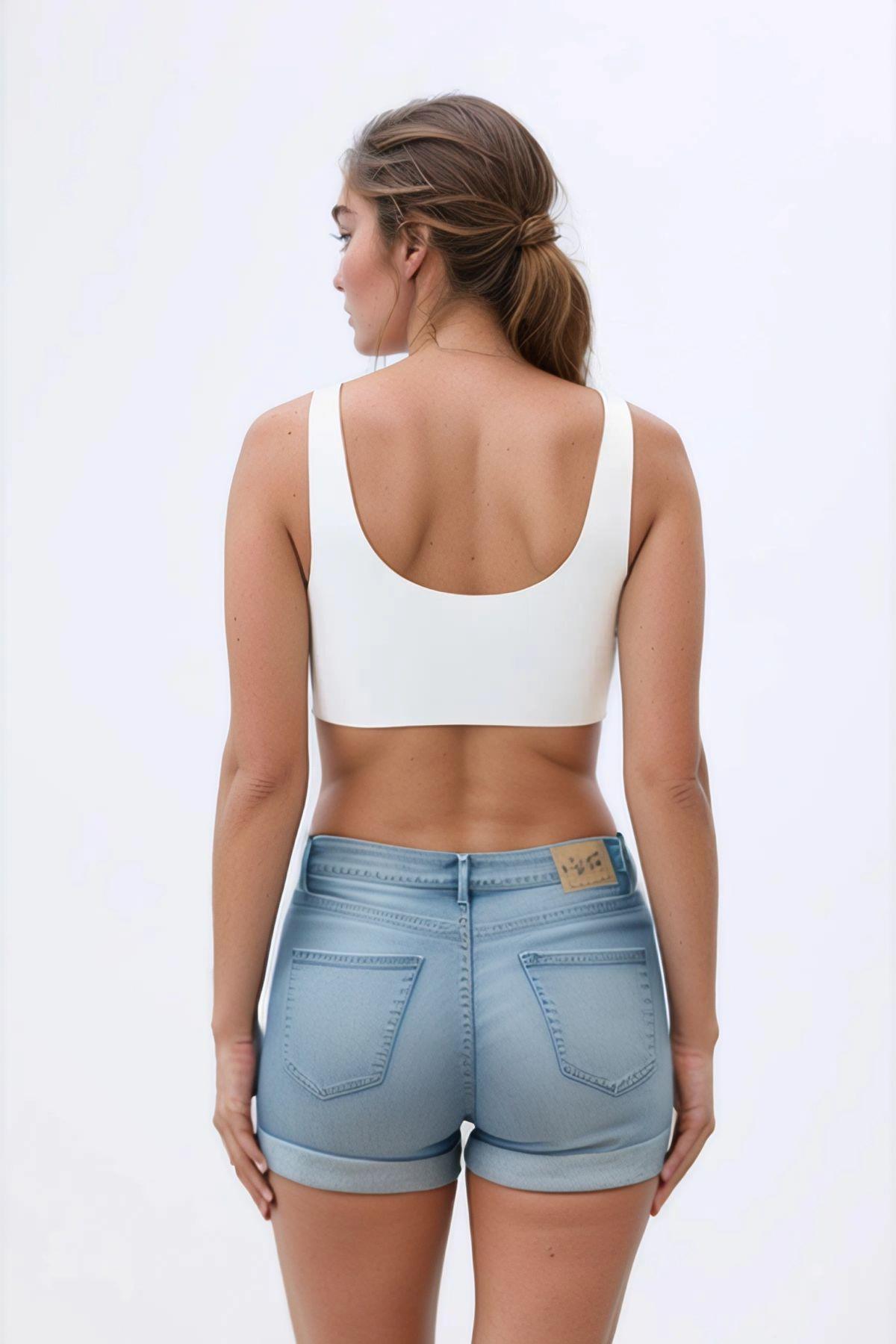 Krem Dikişsiz Lazer Kesim Sütyen Çıkarılabilir Pedli Kadın Hayalet Sütyen