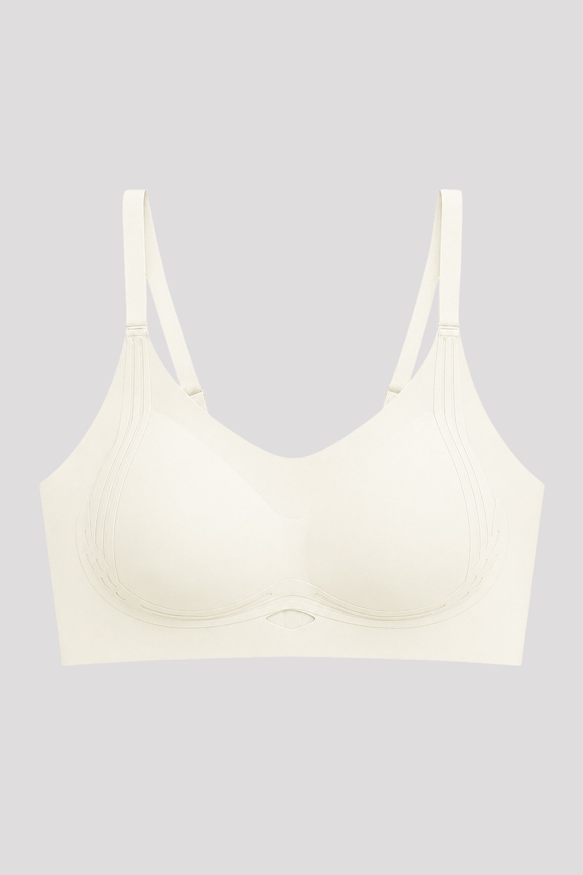 Seamless Bra - Elaris | Krem Lazer Kesim Balensiz Dekolteli Şerit Detay Dikişsiz Kadın Sütyen