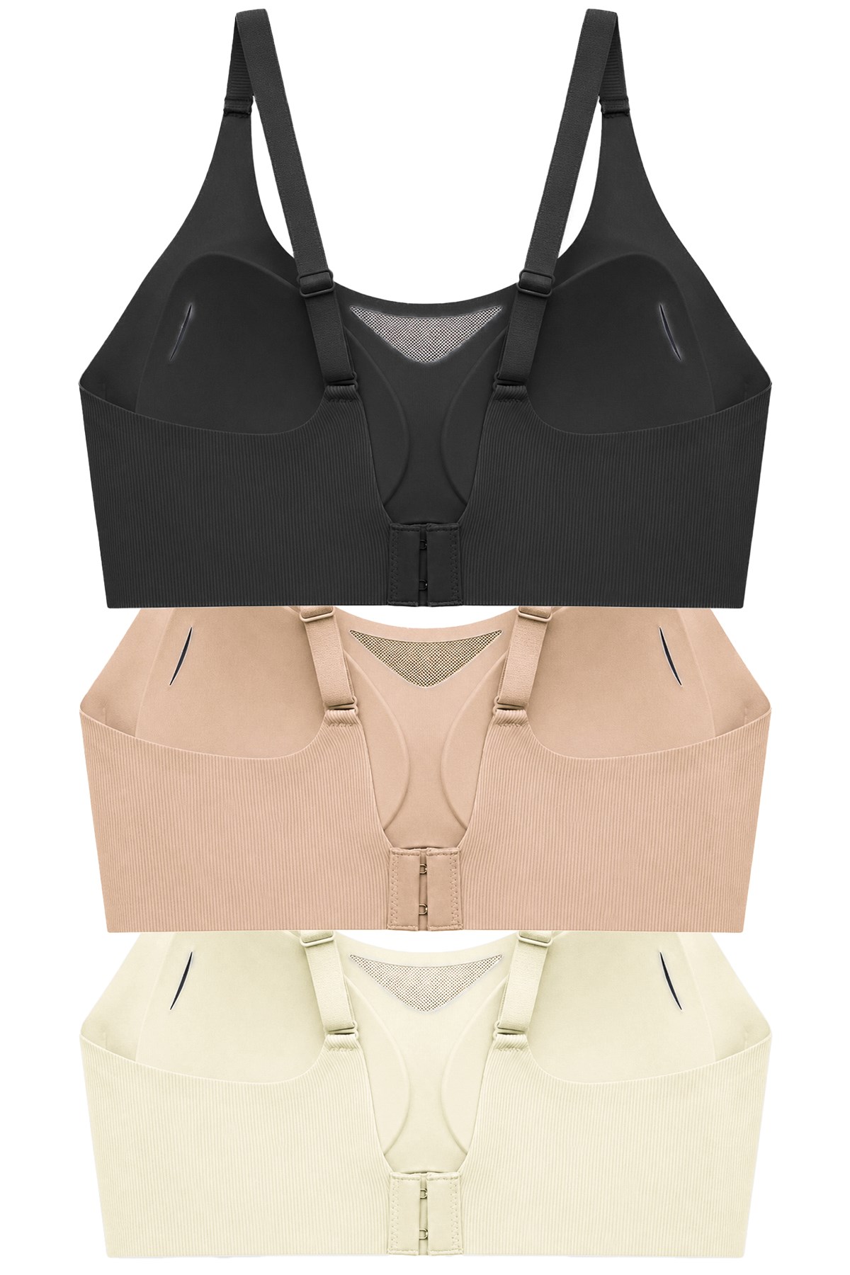 Seamless Bra - Avena | Lazer Kesim Balensiz Çizgi Dokulu Tül Detaylı Kadın Sütyen 3lü Paket-2