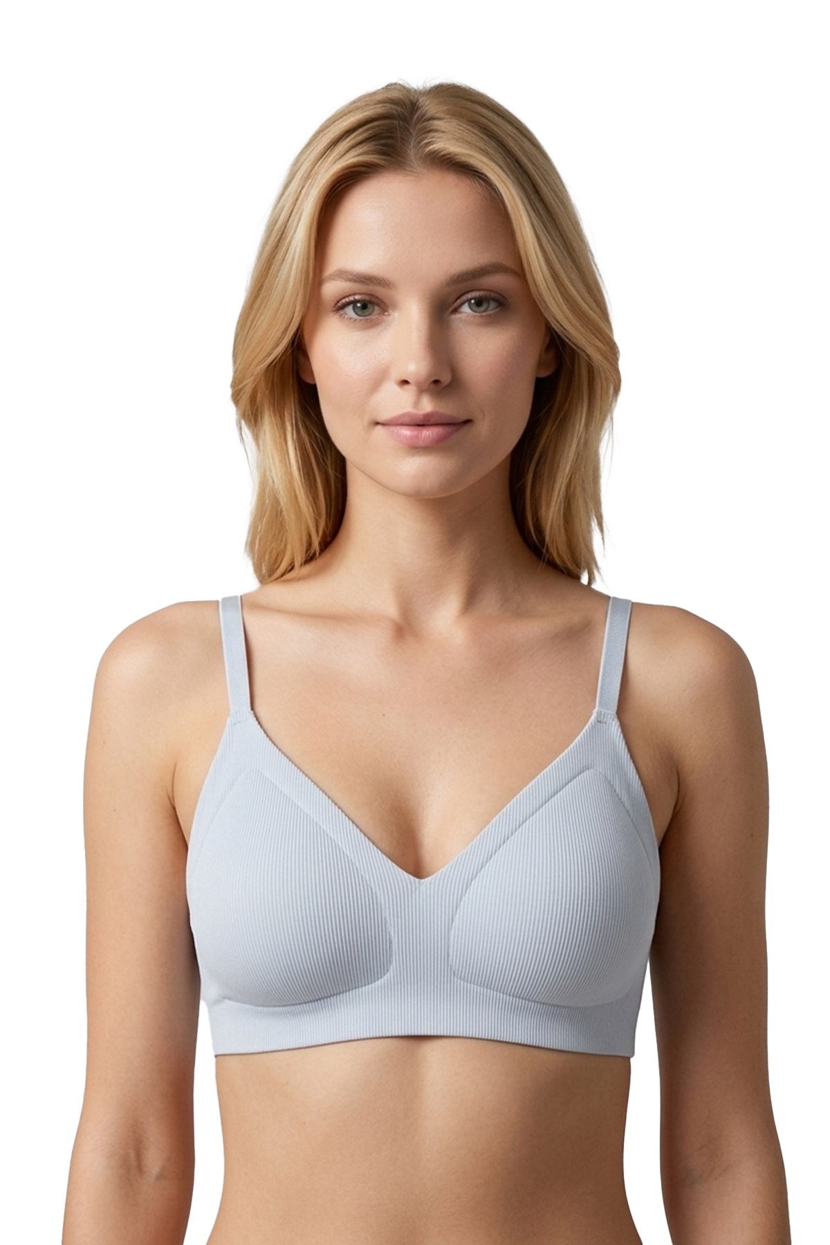 Seamless Bra - Velour | Gri Lazer Kesim Balensiz Üçgen Form Dikişsiz Kadın Sütyen