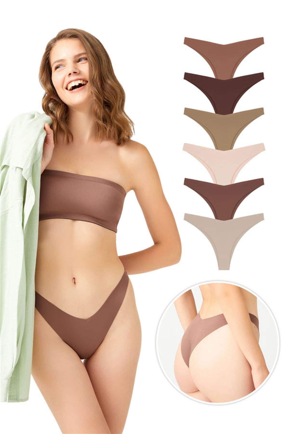 Lazer Kesim Kadın Brezilya Külot 6lı Paket