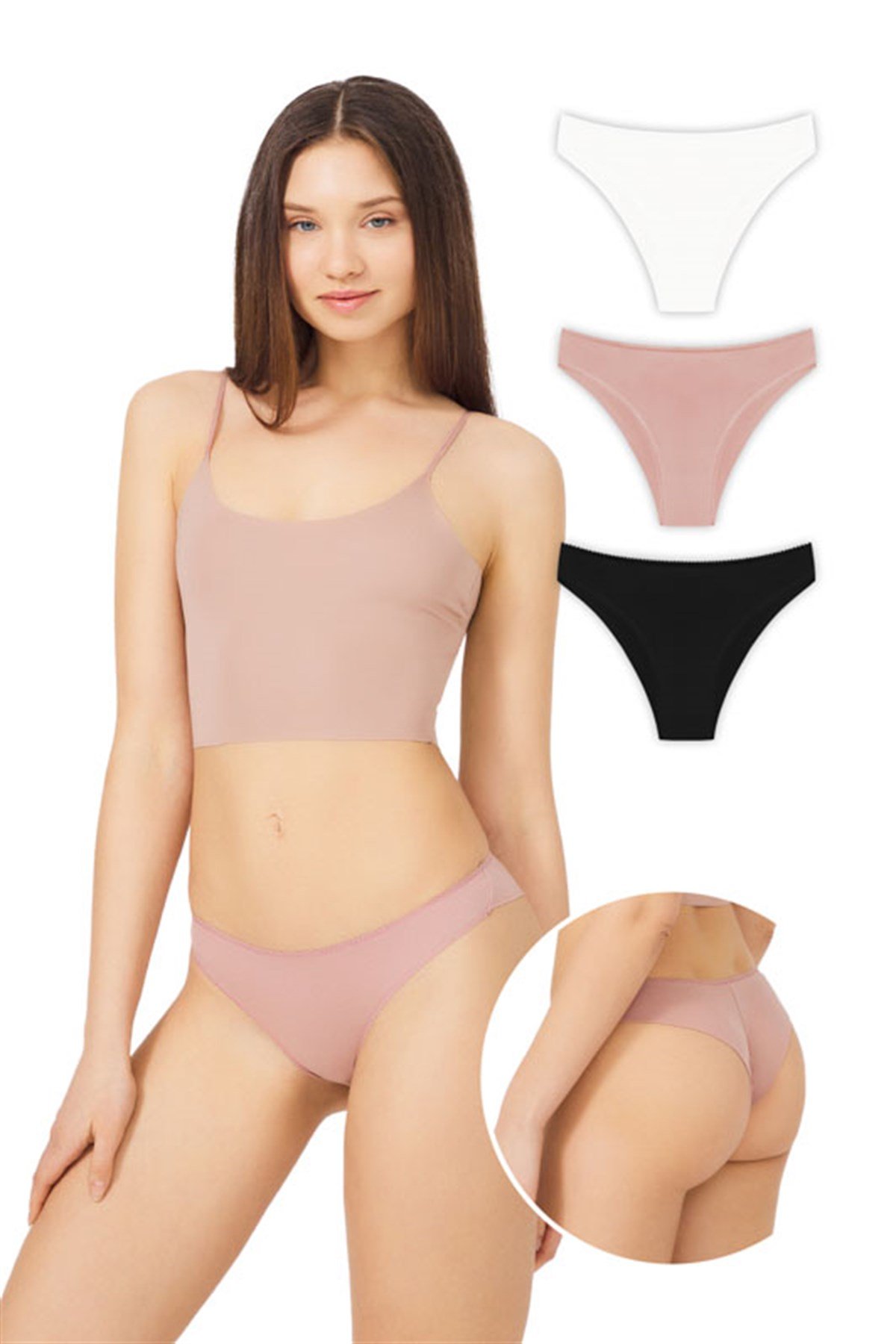 Pamuklu Basic Kadın Brezilya Külot 3lü Paket - 4