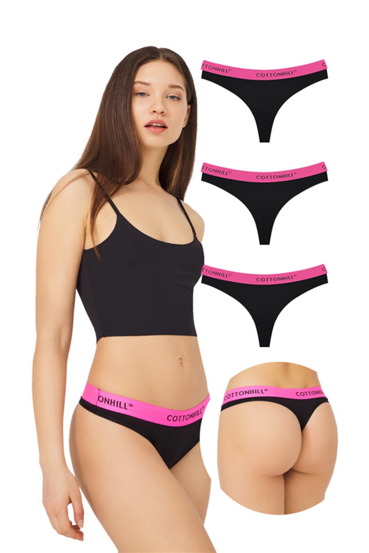 Pamuklu Basic Kadın Tanga Külot 3lü Paket - 2