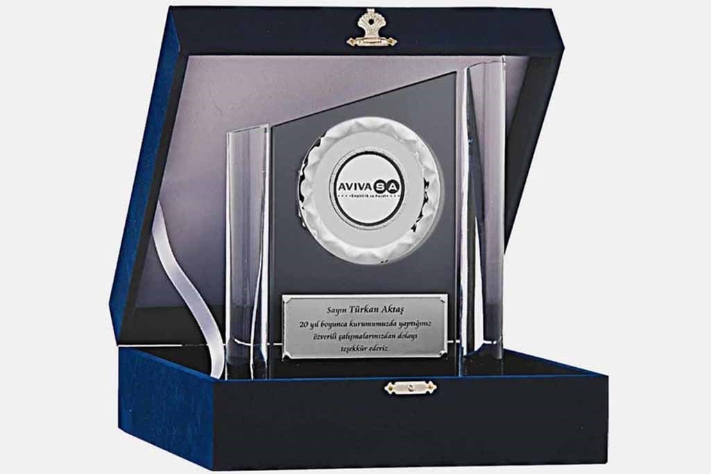 Bayspor M168 Kadife Kutulu Kristal Plaket 23 cm