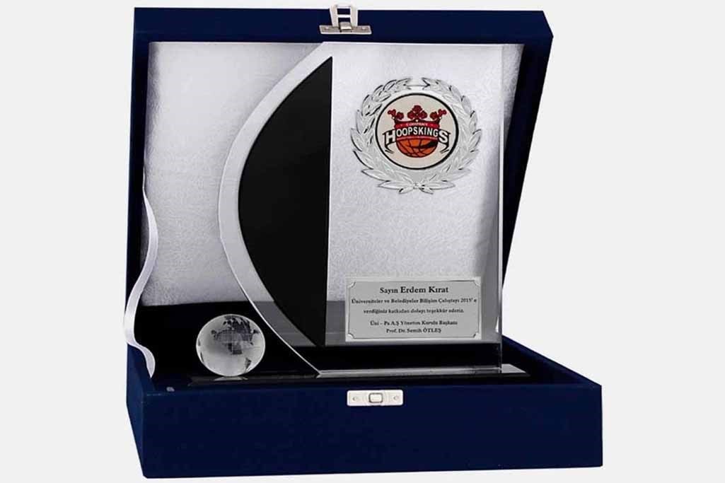 Bayspor M174 Kadife Kutulu Kristal Plaket 23 cm