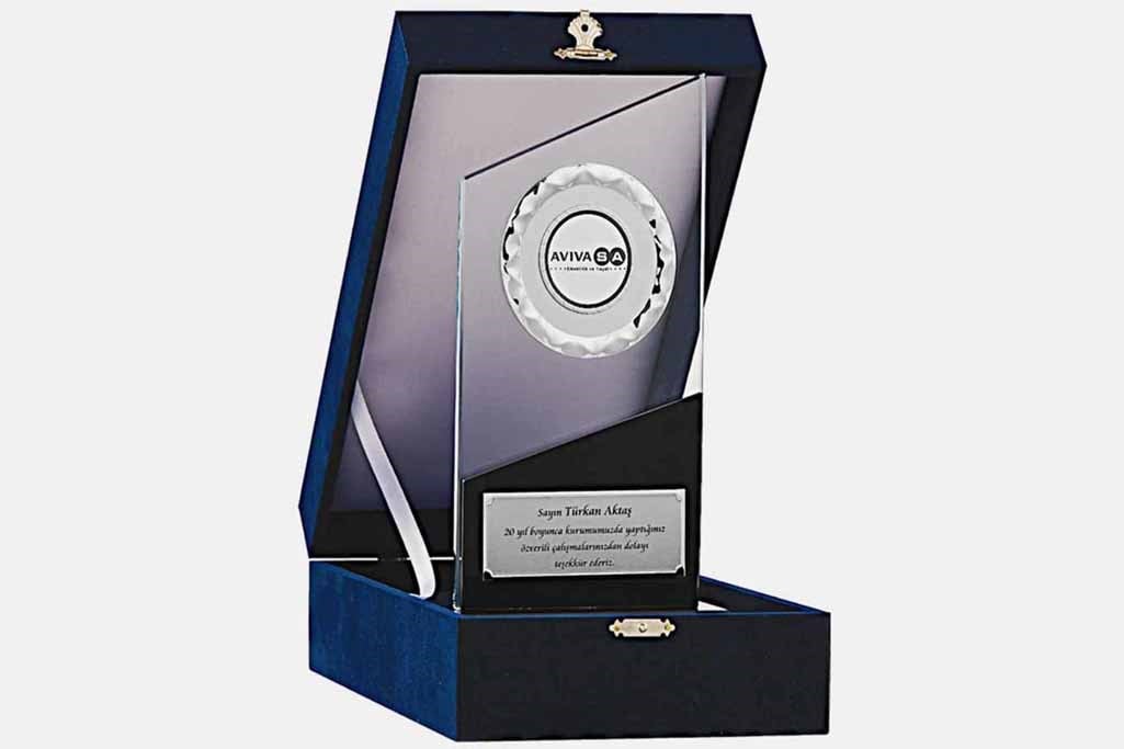 Bayspor M216 Kadife Kutulu Kristal Plaket 26 cm