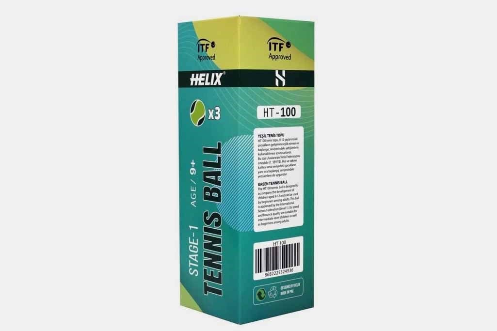 Helix Tenis Topu 9+ yaş 3lü HT-100 Yeşil TTF&ITF Onaylı