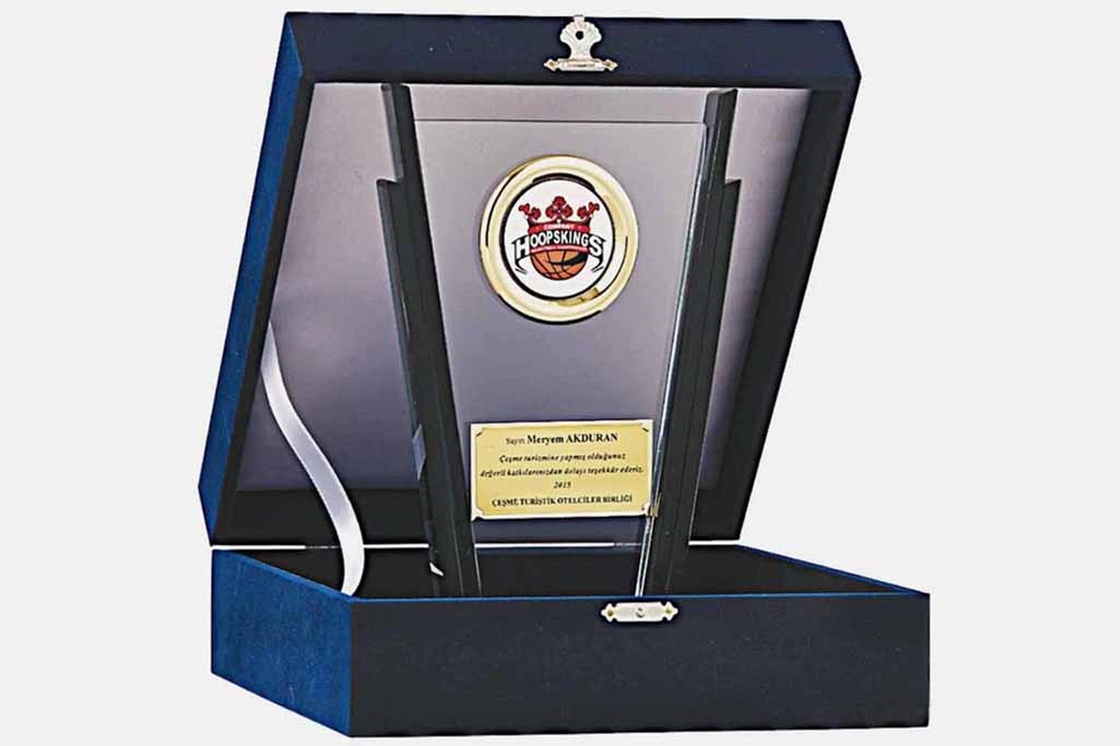 Bayspor M154 Kadife Kutulu Kristal Plaket 23 cm