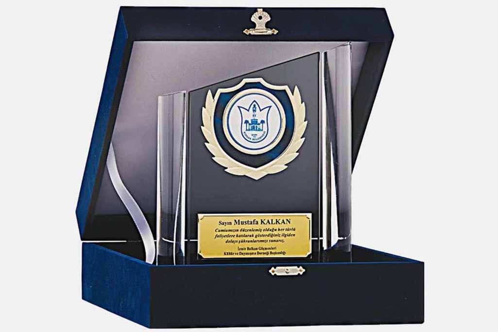 Bayspor M170 Kadife Kutulu Kristal Plaket 23 cm