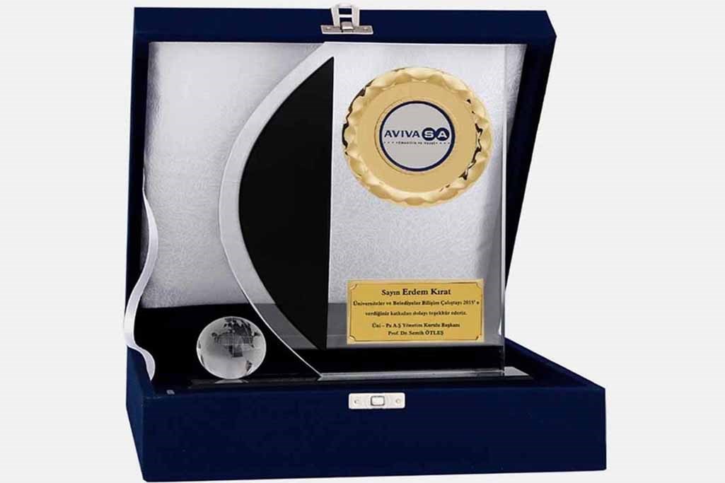 Bayspor M176 Kadife Kutulu Kristal Plaket 23 cm