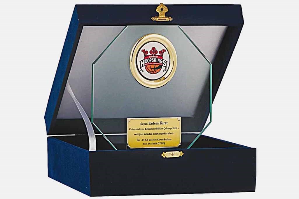 Bayspor M202 Kadife Kutulu Kristal Plaket 18 cm