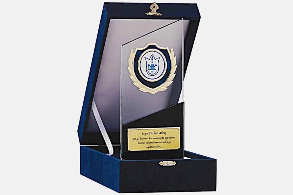 Bayspor M218 Kadife Kutulu Kristal Plaket 26 cm
