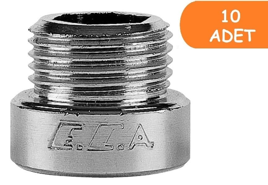 10 Adet ECA 1/2 1 cm Uzatma Krom (Musluk Uzatma 102134013 Pirinç E.C.A 