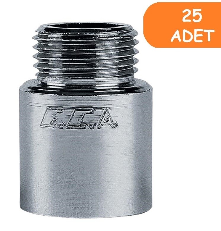 25 Adet ECA 1/2  2,5cm Uzatma Krom (Musluk Uzatma) 102134016 Pirinç E.C.A
