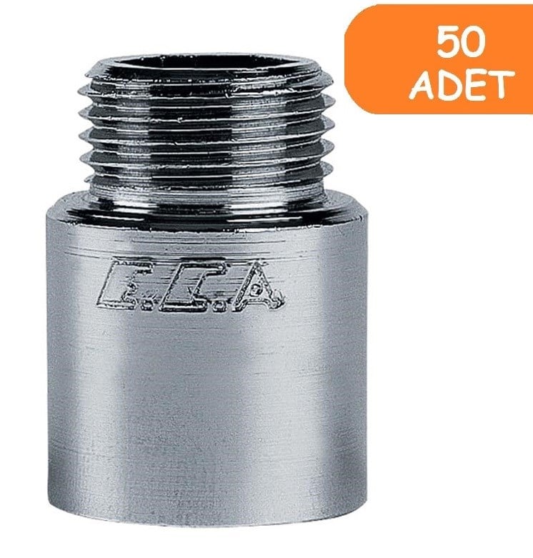 50 Adet ECA 1/2  2,5cm Uzatma Krom (Musluk Uzatma) 102134016 Pirinç E.C.A