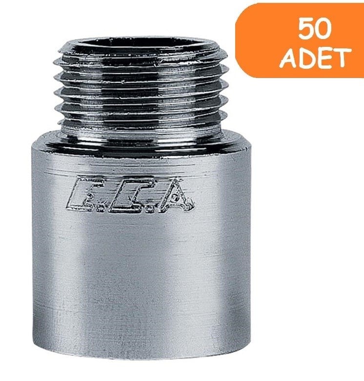 50 Adet ECA 1/2  2,5cm Uzatma Krom (Musluk Uzatma) 102134016 Pirinç E.C.A