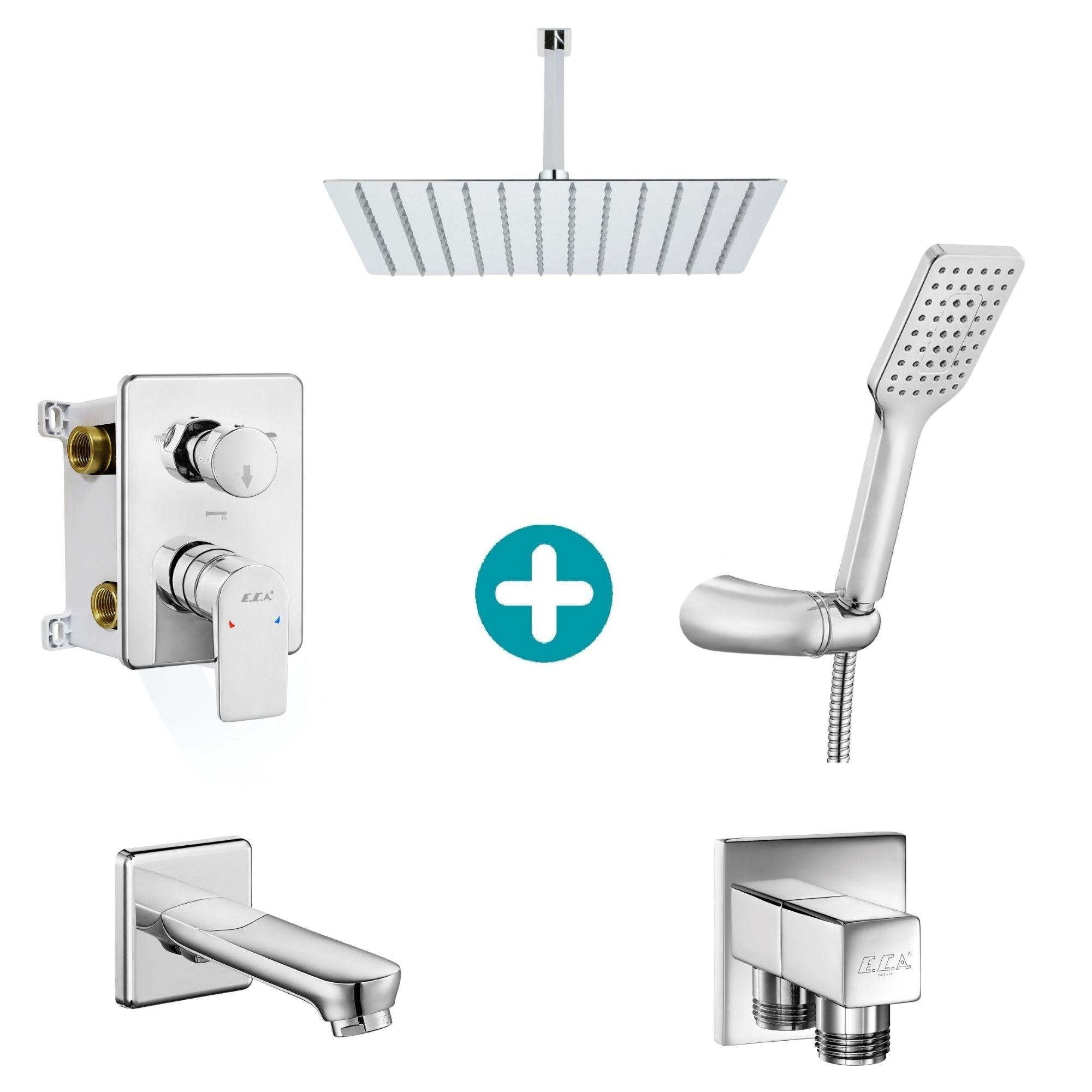 ECA Dalia Ankastre Gömme Banyo Bataryası Duş Seti Tüm Parçalar Dahil 40x40 