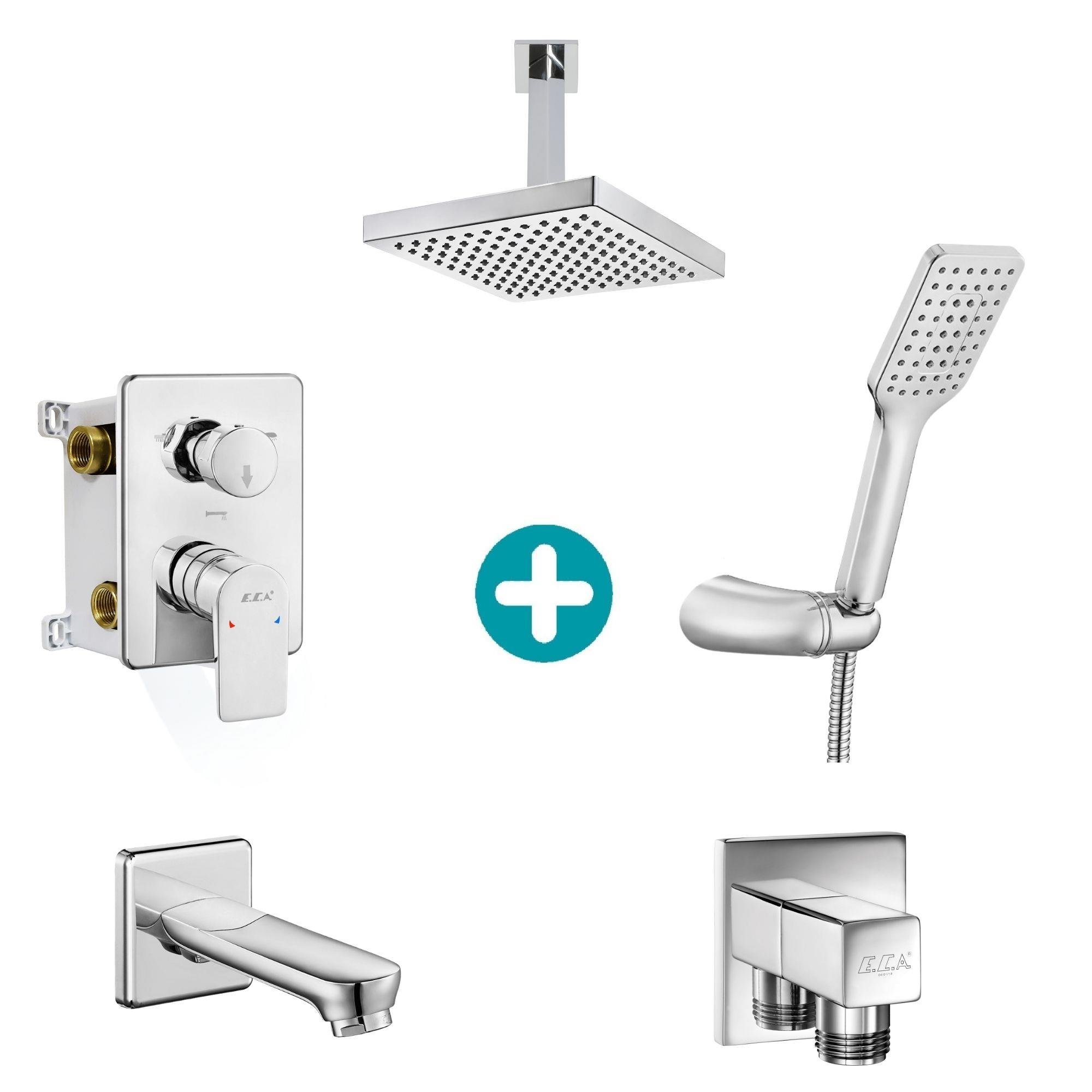 ECA Dalia Ankastre Gömme Banyo Bataryası Duş Seti Tüm Parçalar Dahil Tavandan 