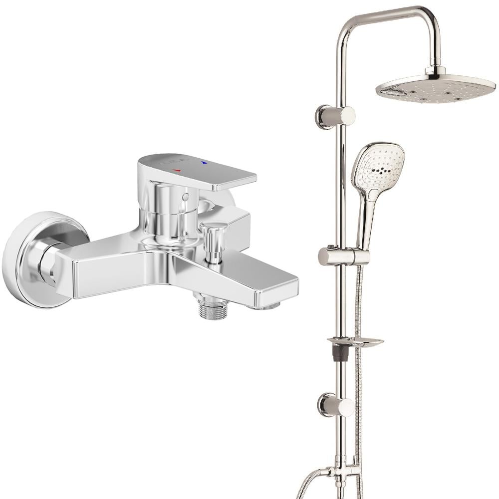 ECA Dalia Banyo Bataryası+T-MAY Banyo Ayvacık Elips Tepe Duş Takımı Seti Paslanmaz Krom