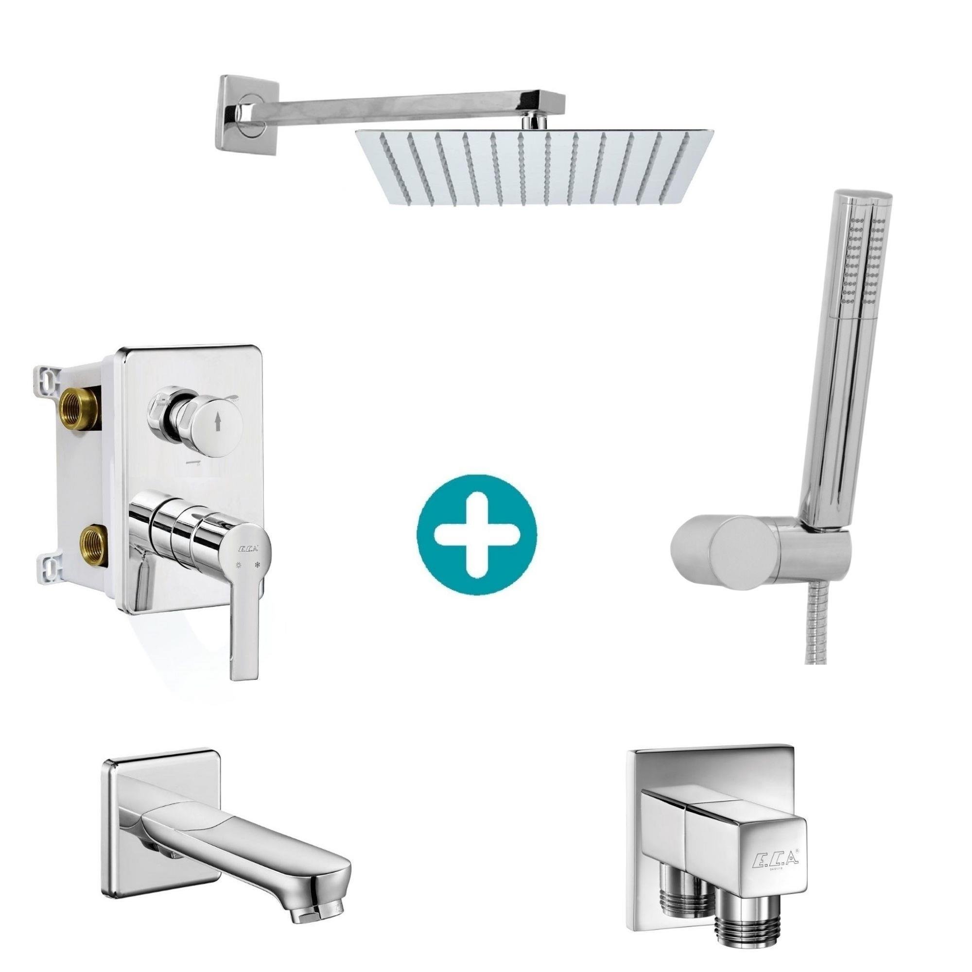 ECA Delta Ankastre Gömme Banyo Bataryası Duş Seti Tüm Parçalar Dahil 30x30