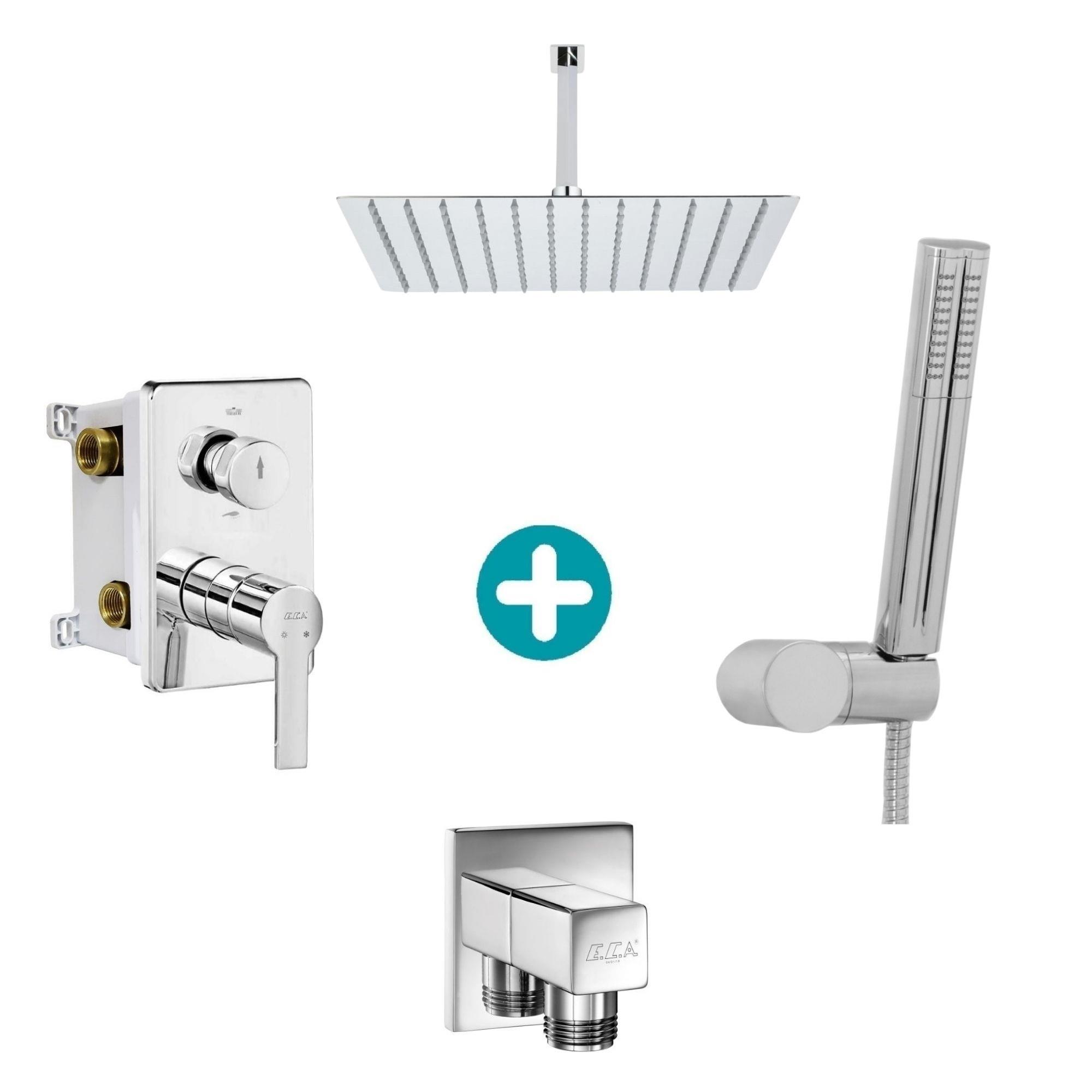 ECA Delta Ankastre Gömme Banyo Bataryası Duş Seti Tüm Parçalar Dahil 40x40