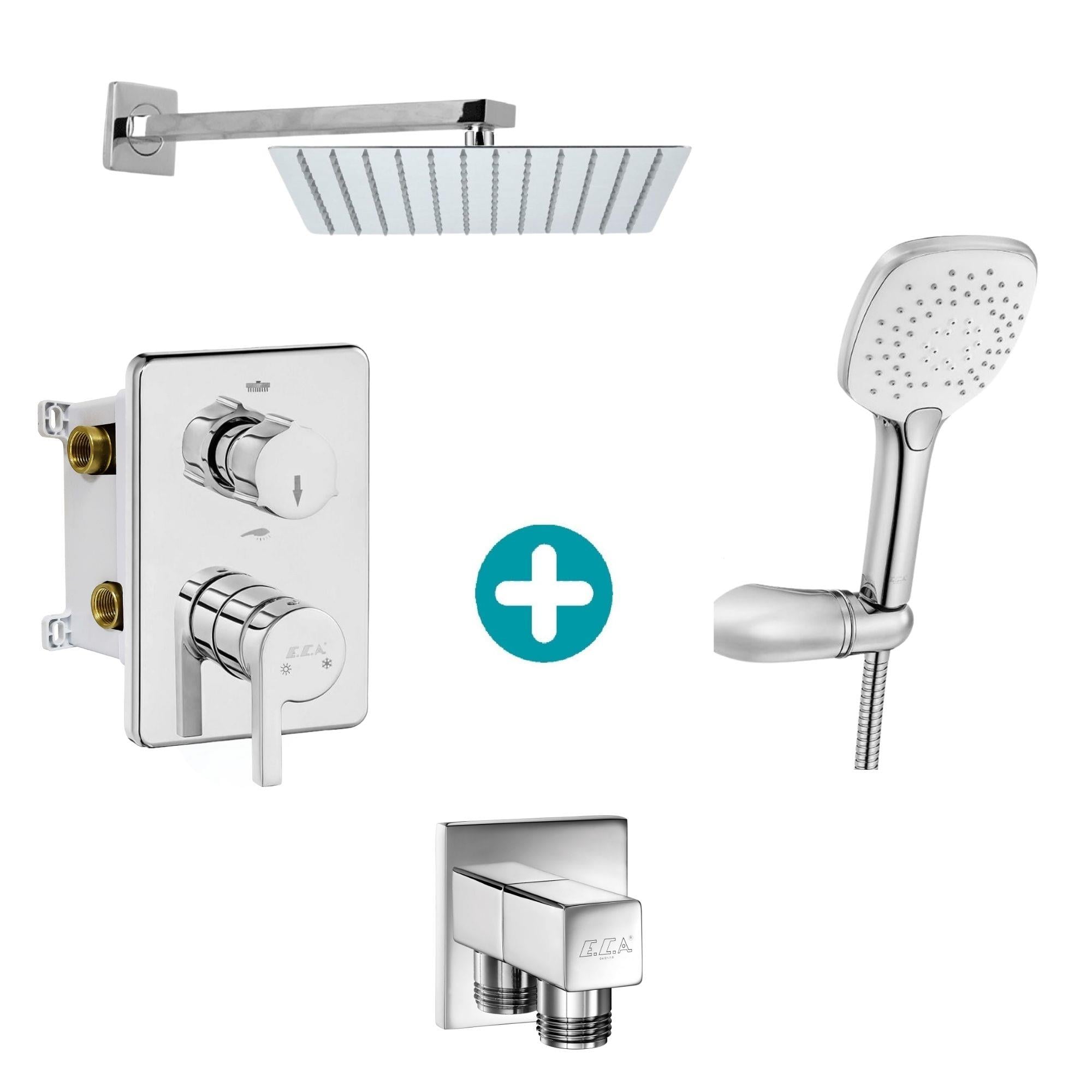 ECA İcon Ankastre Gömme Banyo Bataryası Duş Seti  Tüm Parçalar Dahil 25x25