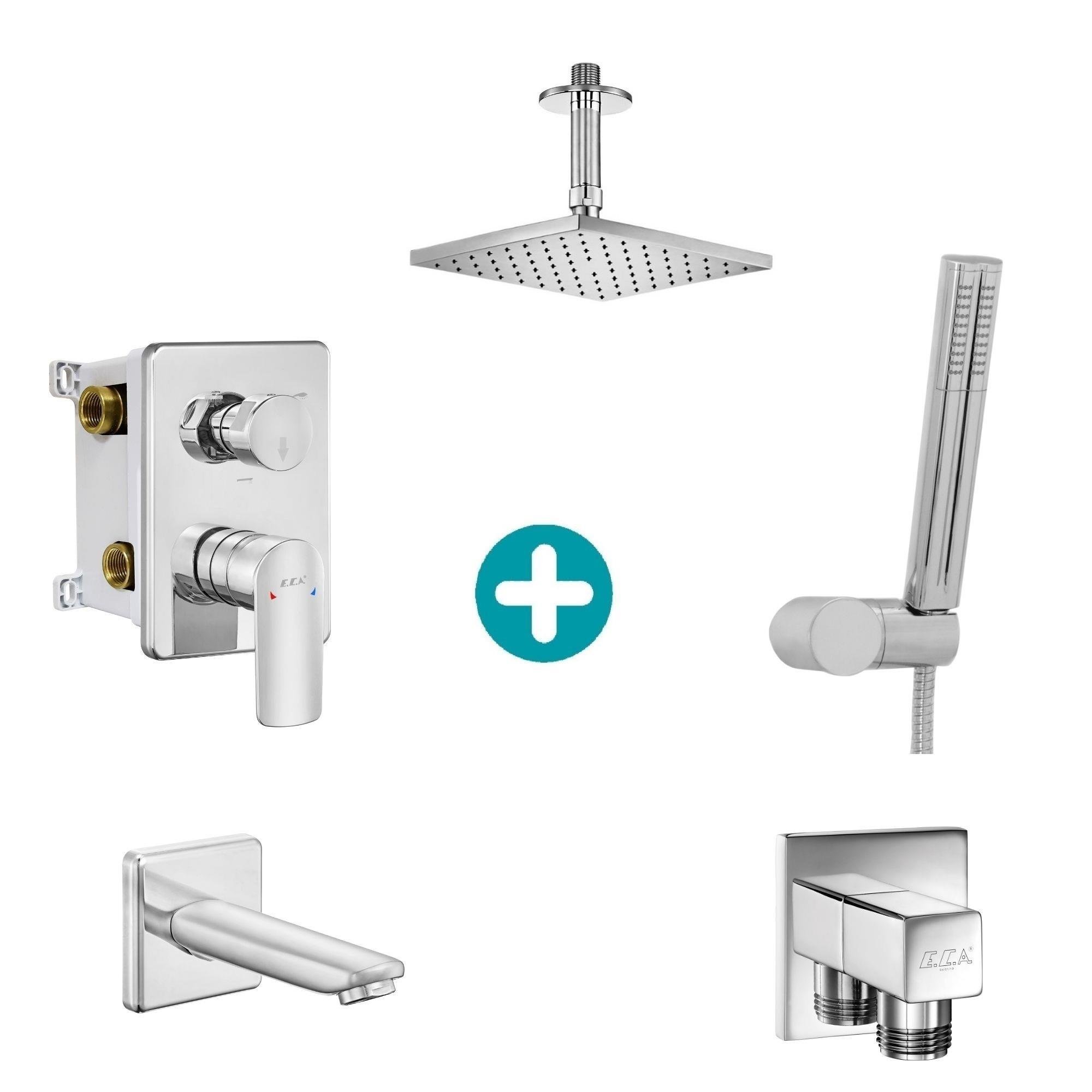 ECA Lia Ankastre Gömme Banyo Bataryası Duş Seti Tüm Parçalar Dahil Tavandan