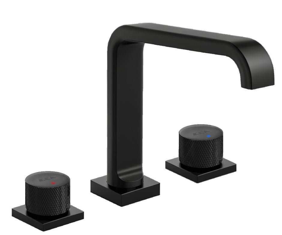 ECA Life Ankastre Lavabo Bataryası 3 Delikli Tezgah Üstü Mat Siyah Renkli 102105777C1