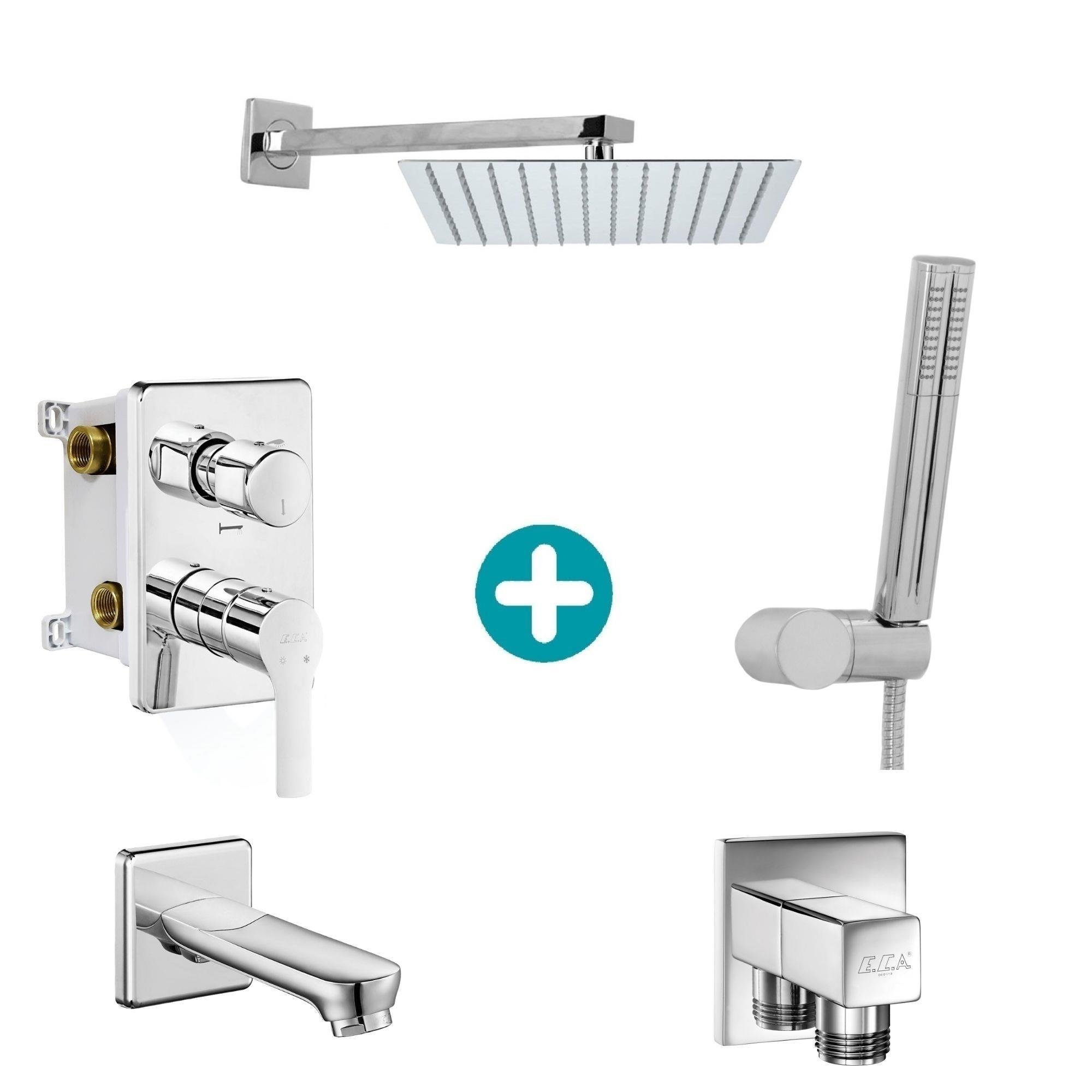 ECA Luna Ankastre Gömme Banyo Bataryası Duş Seti Tüm Parçalar Dahil 30x30