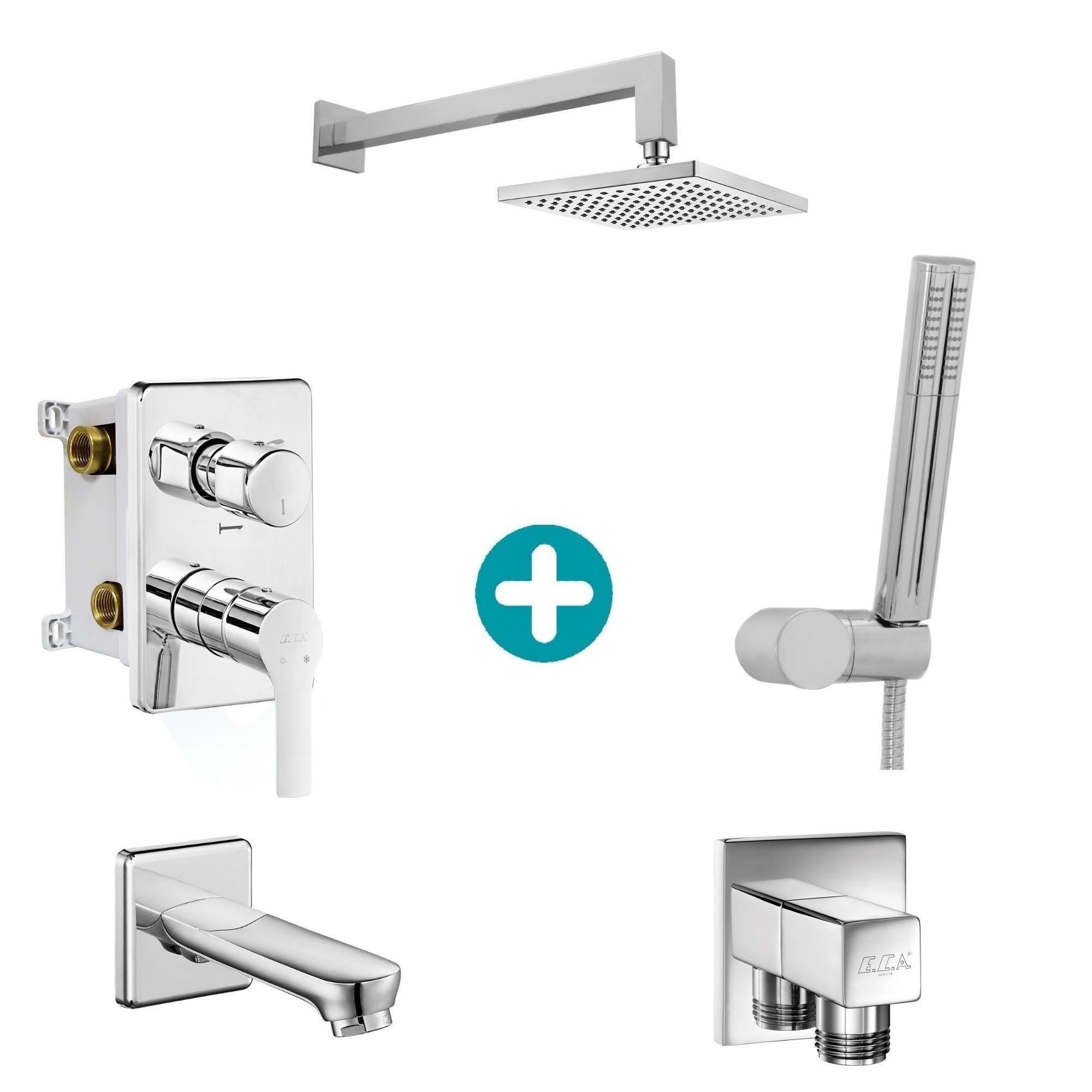 ECA Luna Ankastre Gömme Banyo Bataryası Duş Seti Tüm Parçalar Dahil 