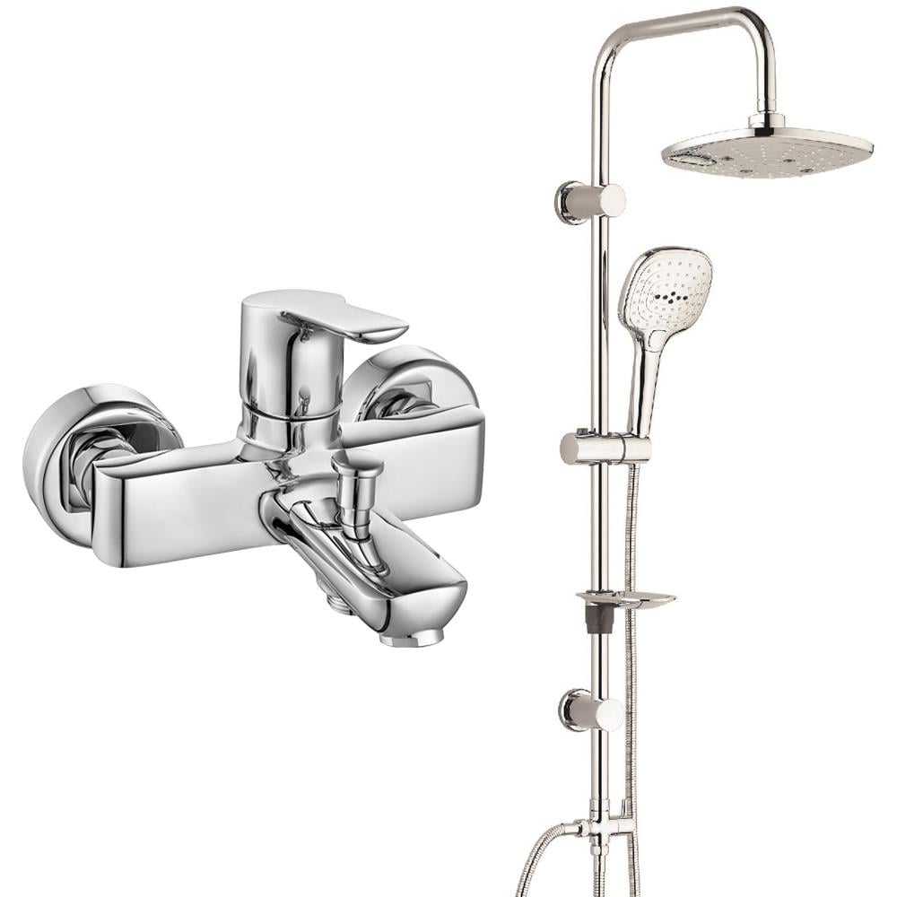 ECA Luna Banyo Bataryası + T-MAY Banyo Ayvacık Elips Tepe Duş Takımı Seti Paslanmaz Krom