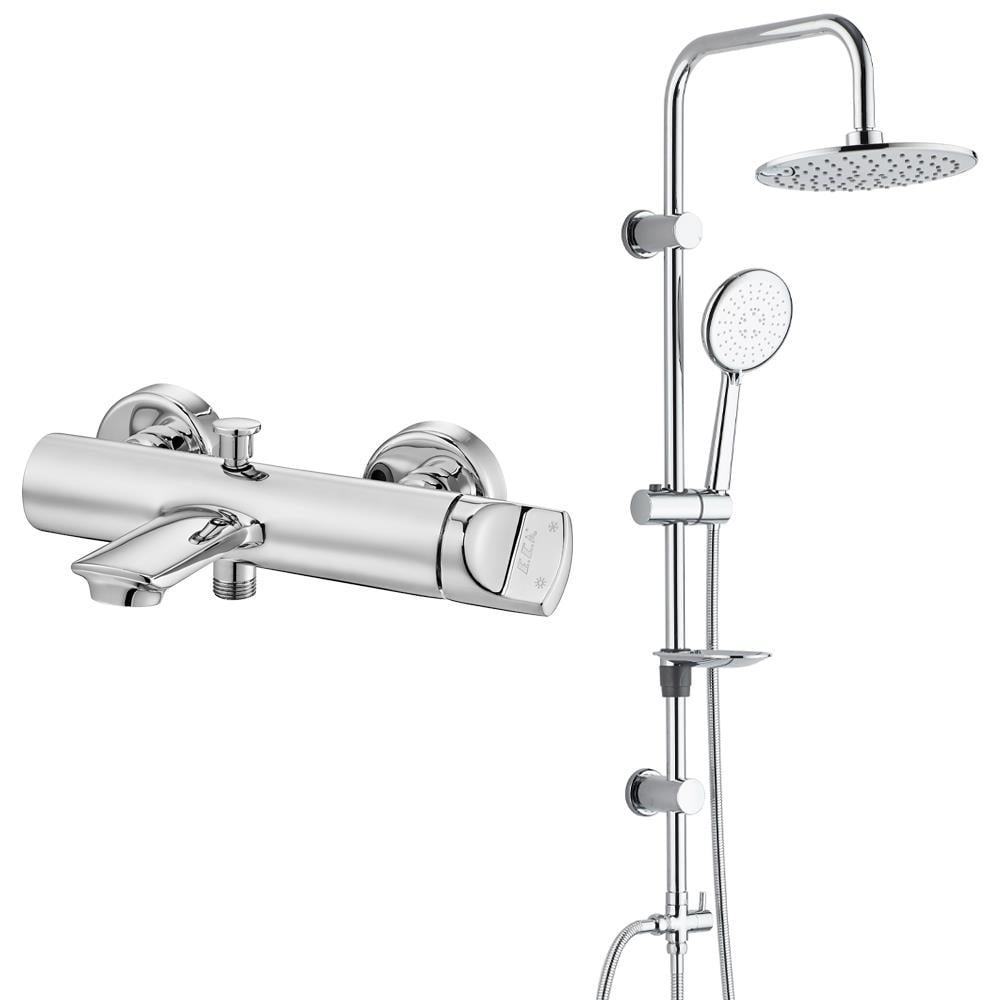 ECA Myra Banyo Bataryası+T-MAY Banyo Bostan Oval Tepe Duş Takımı Seti Paslanmaz Krom