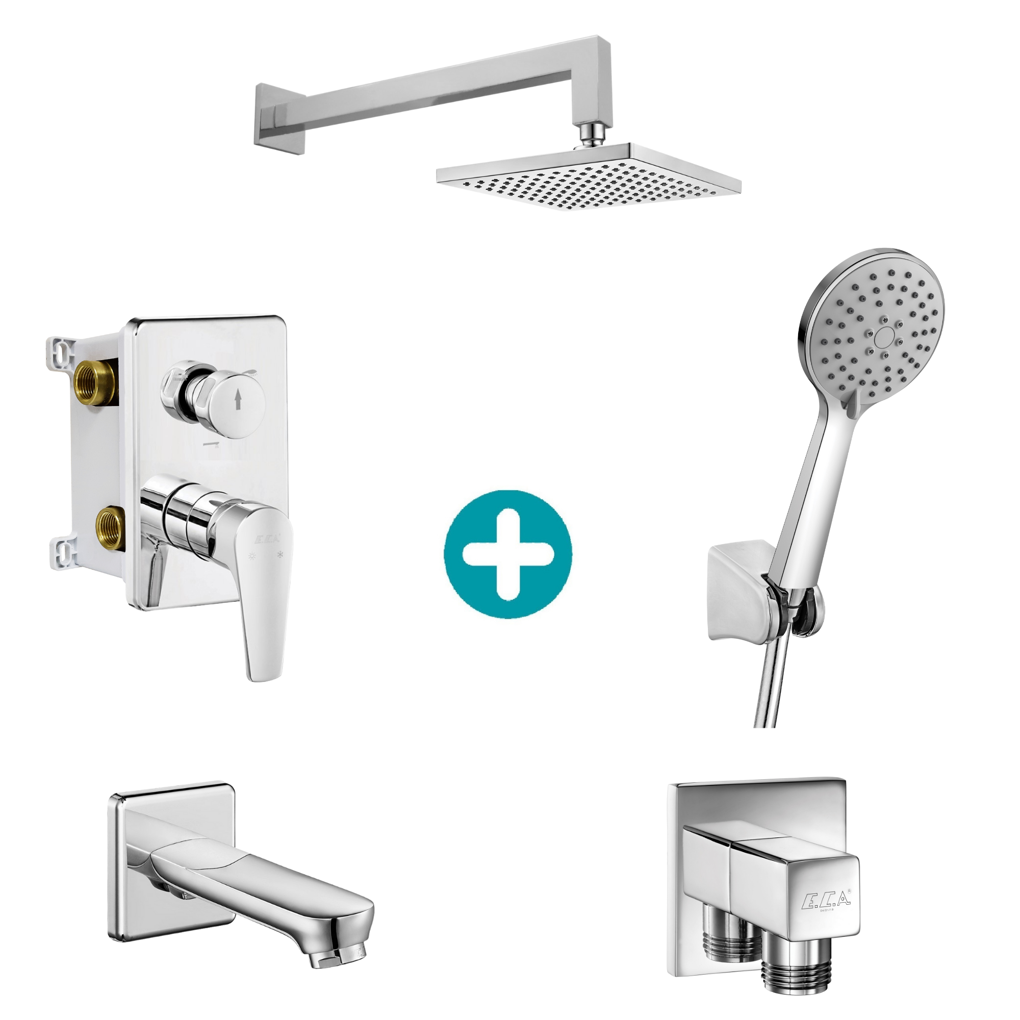 ECA Niobe Ankastre Gömme Banyo Bataryası Duş Seti Tüm Parçalar Dahil