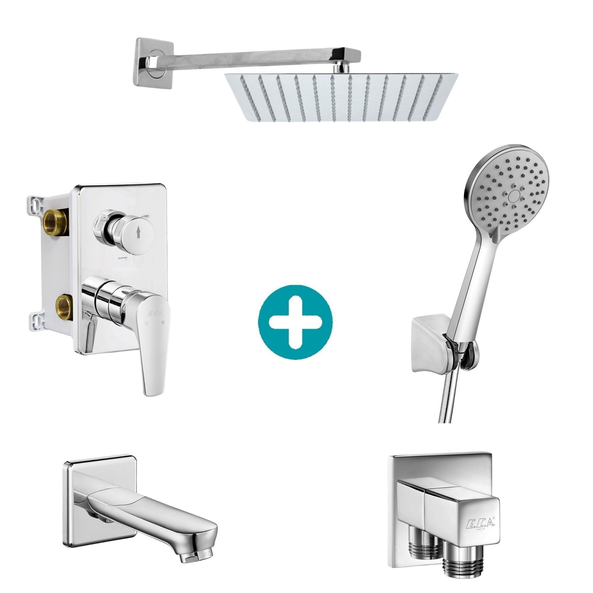 ECA Niobe Ankastre Gömme Banyo Bataryası Duş Seti Tüm Parçalar Dahil 30x30 