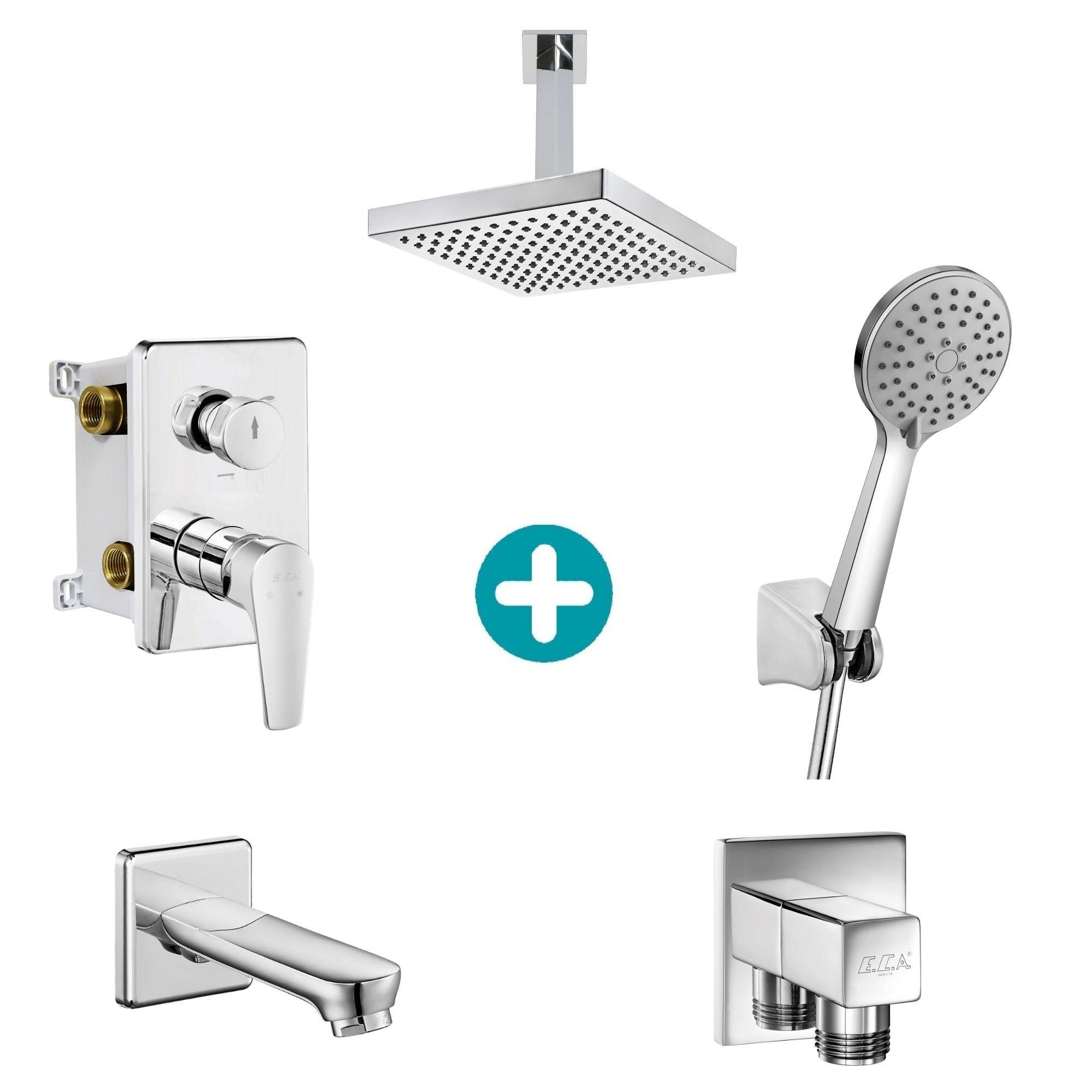 ECA Niobe Ankastre Gömme Banyo Bataryası Duş Seti Tüm Parçalar Dahil Tavandan 