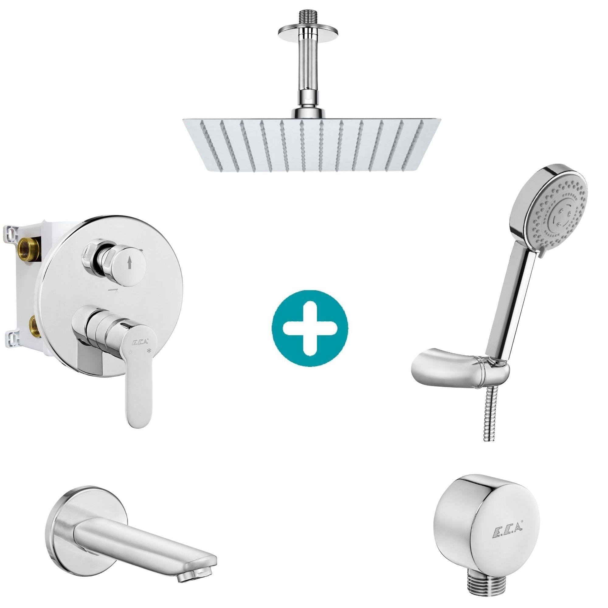 ECA Nita Ankastre Gömme Banyo Bataryası Duş Seti Tüm Parçalar Dahil 40x40