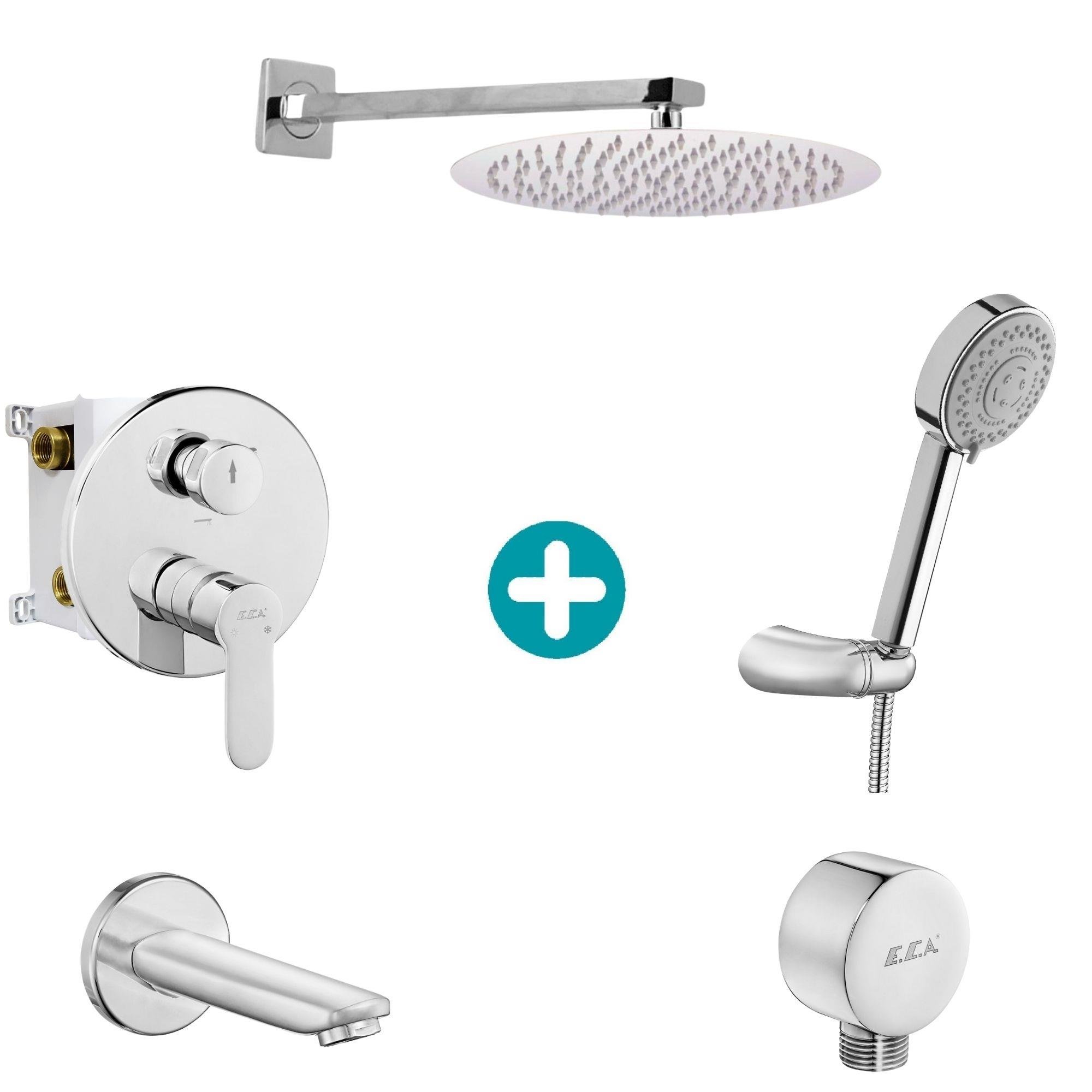 ECA Nita Ankastre Gömme Banyo Bataryası Duş Seti Tüm Parçalar Dahil 30x30