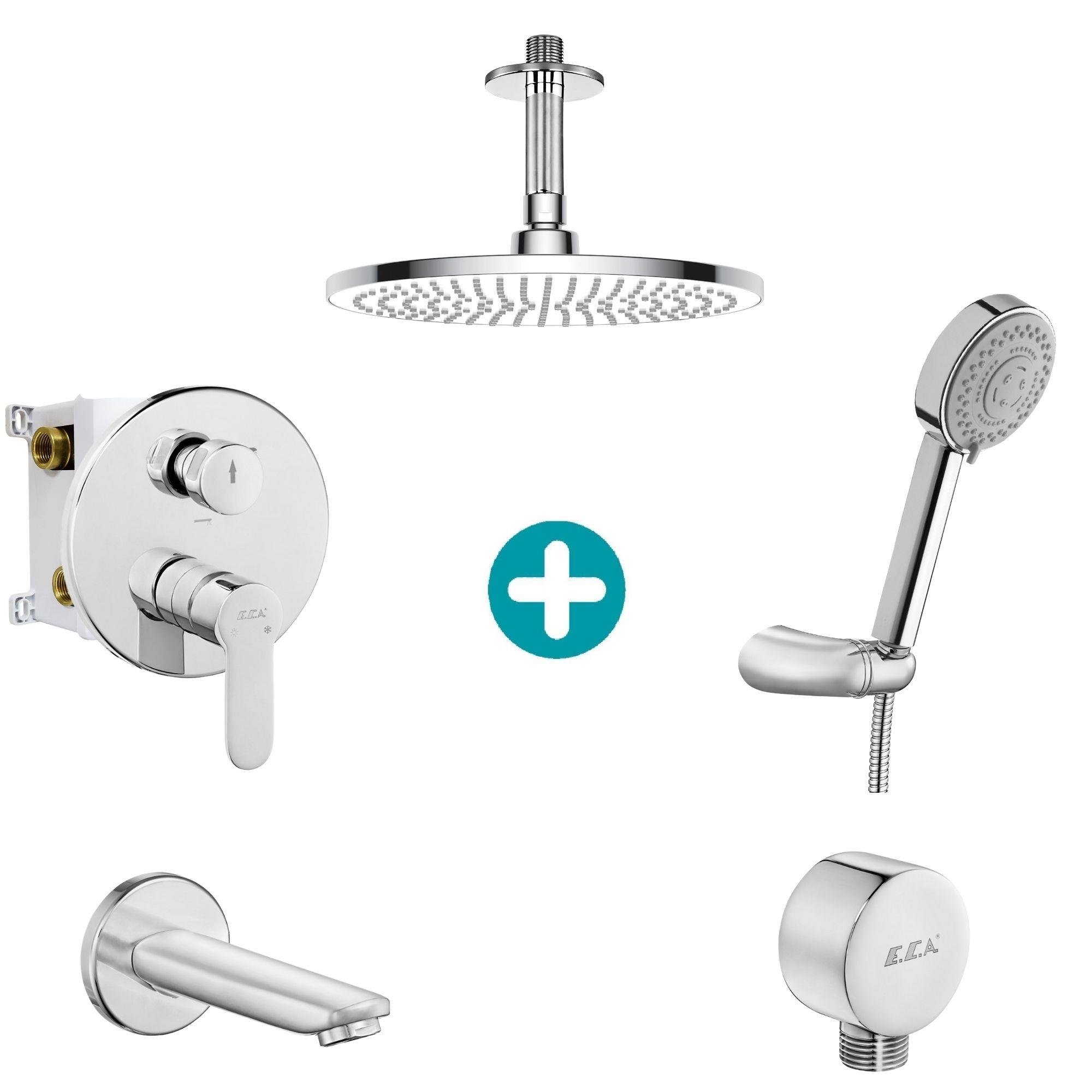 ECA Nita Ankastre Gömme Banyo Bataryası Duş Seti Tüm Parçalar Dahil Tavandan