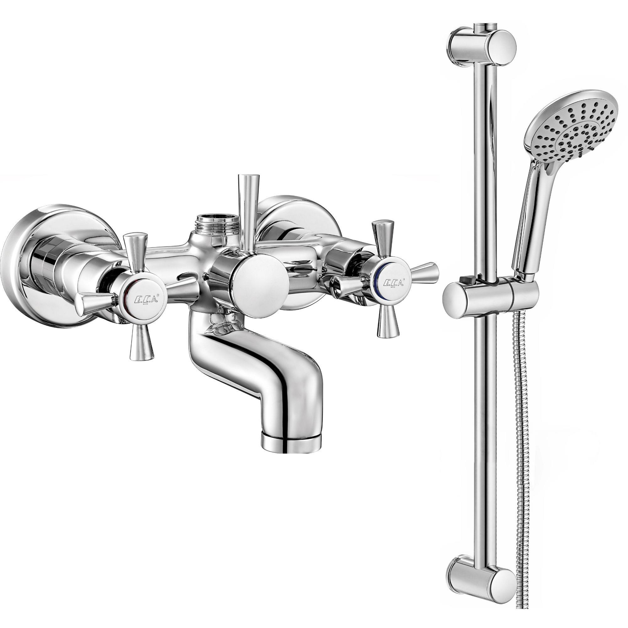 ECA Quadrille Banyo Bataryası + ECA Logica Sürgülü Duş Seti Üst Takımı