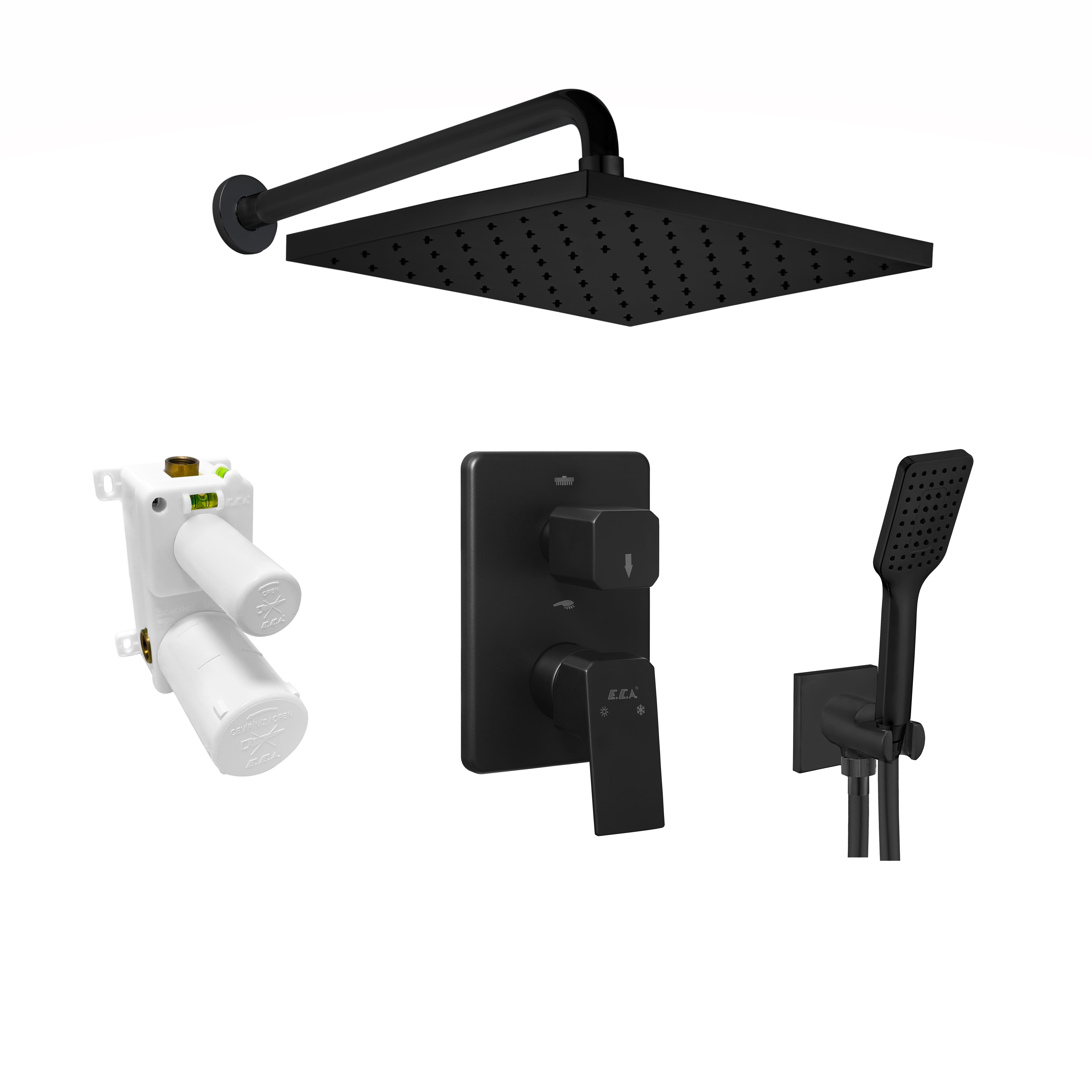 ECA Tiera Ankastre Duş Seti 2-Yollu Mat Siyah 102199772C1