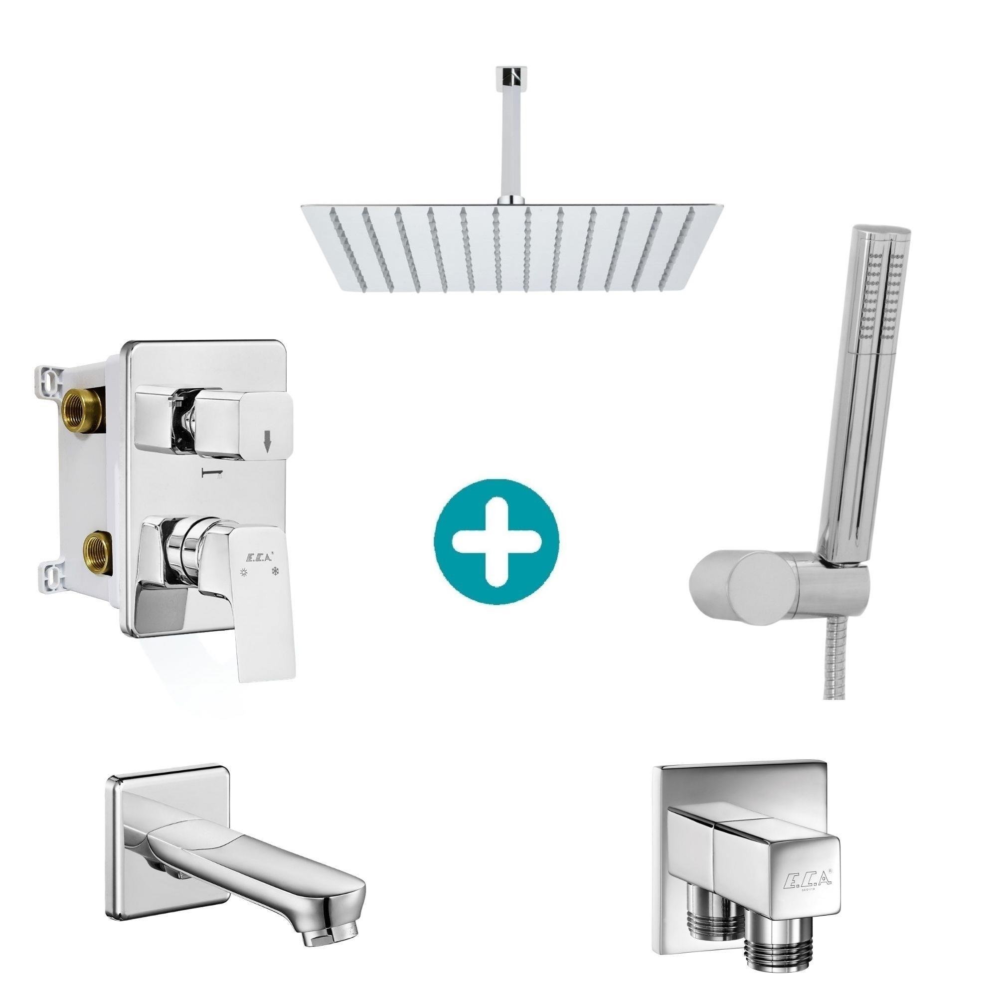 ECA Tiera Ankastre Gömme Banyo Bataryası Duş Seti  Tüm Parçalar Dahil 40x40