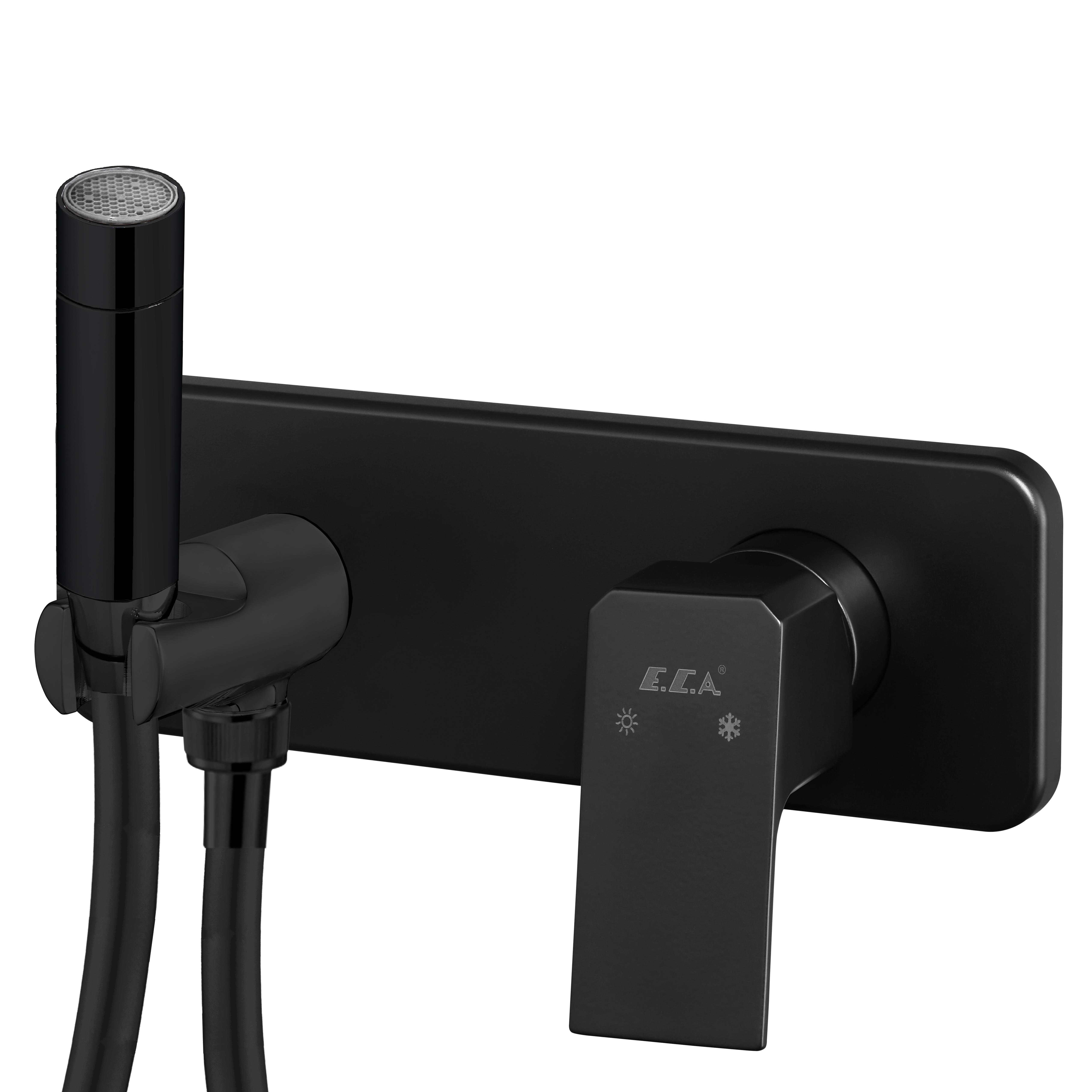 ECA Tiera Ankastre Taharet Bataryası Perlatörlü Sıva Üstü Mat Siyah 102167005C1-KP